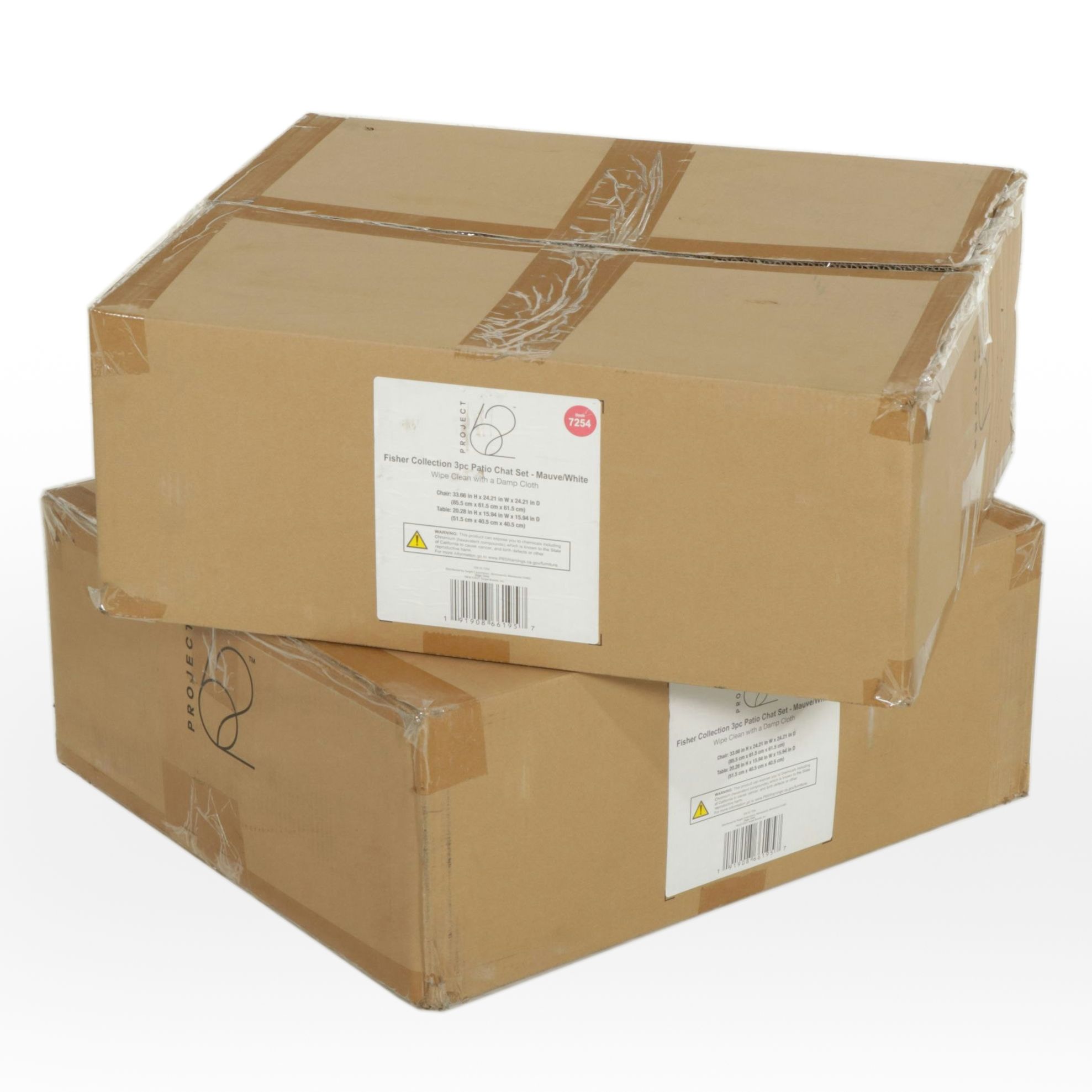 Pair of Project 62 Fisher Three-Piece Patio Chat Set in Mauve & White