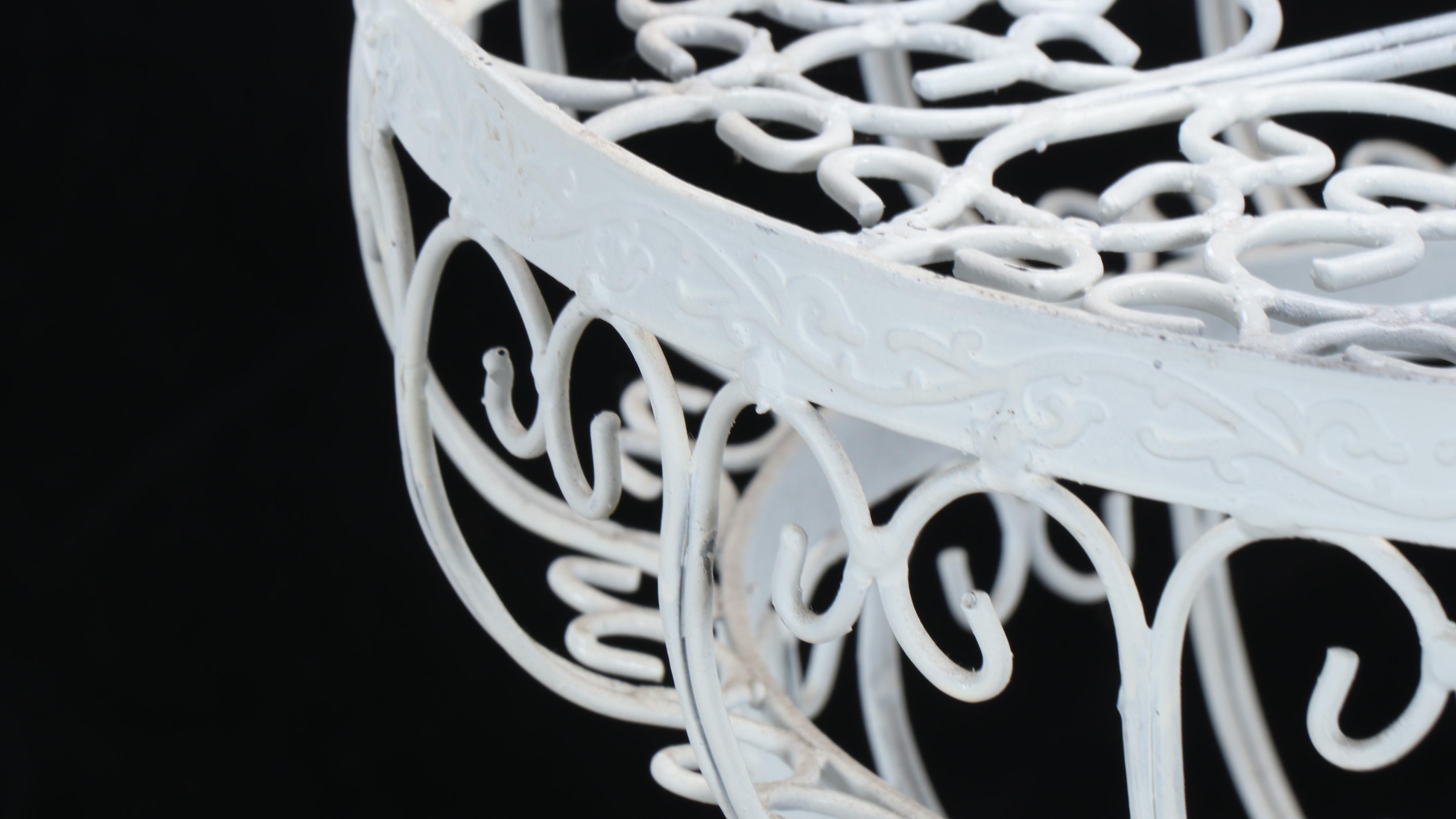 Pair of Wrought Metal Plant Stands with Hand-Painted Figural Cat Watering Can