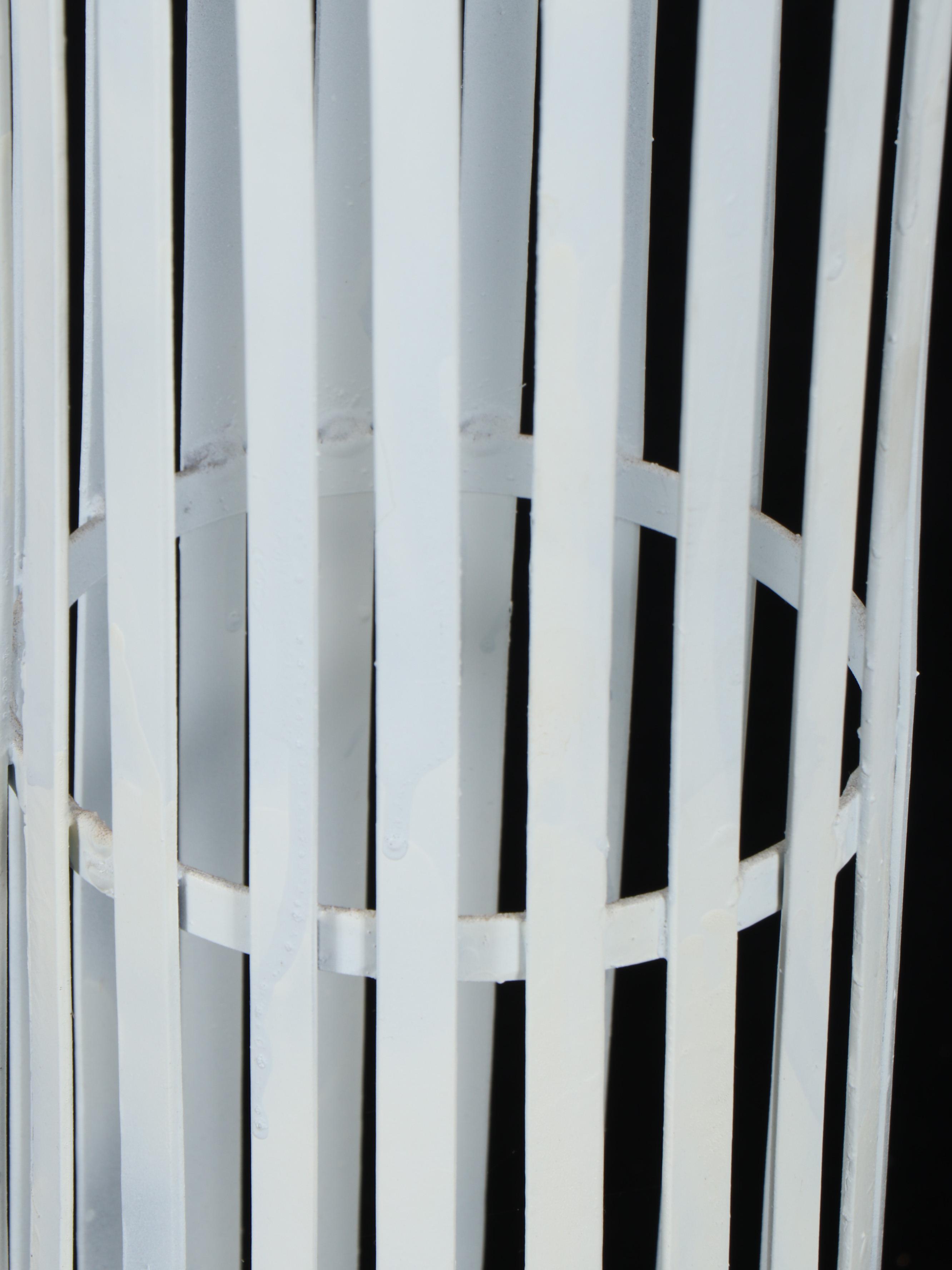 Pair of Wrought Metal Plant Stands with Hand-Painted Figural Cat Watering Can