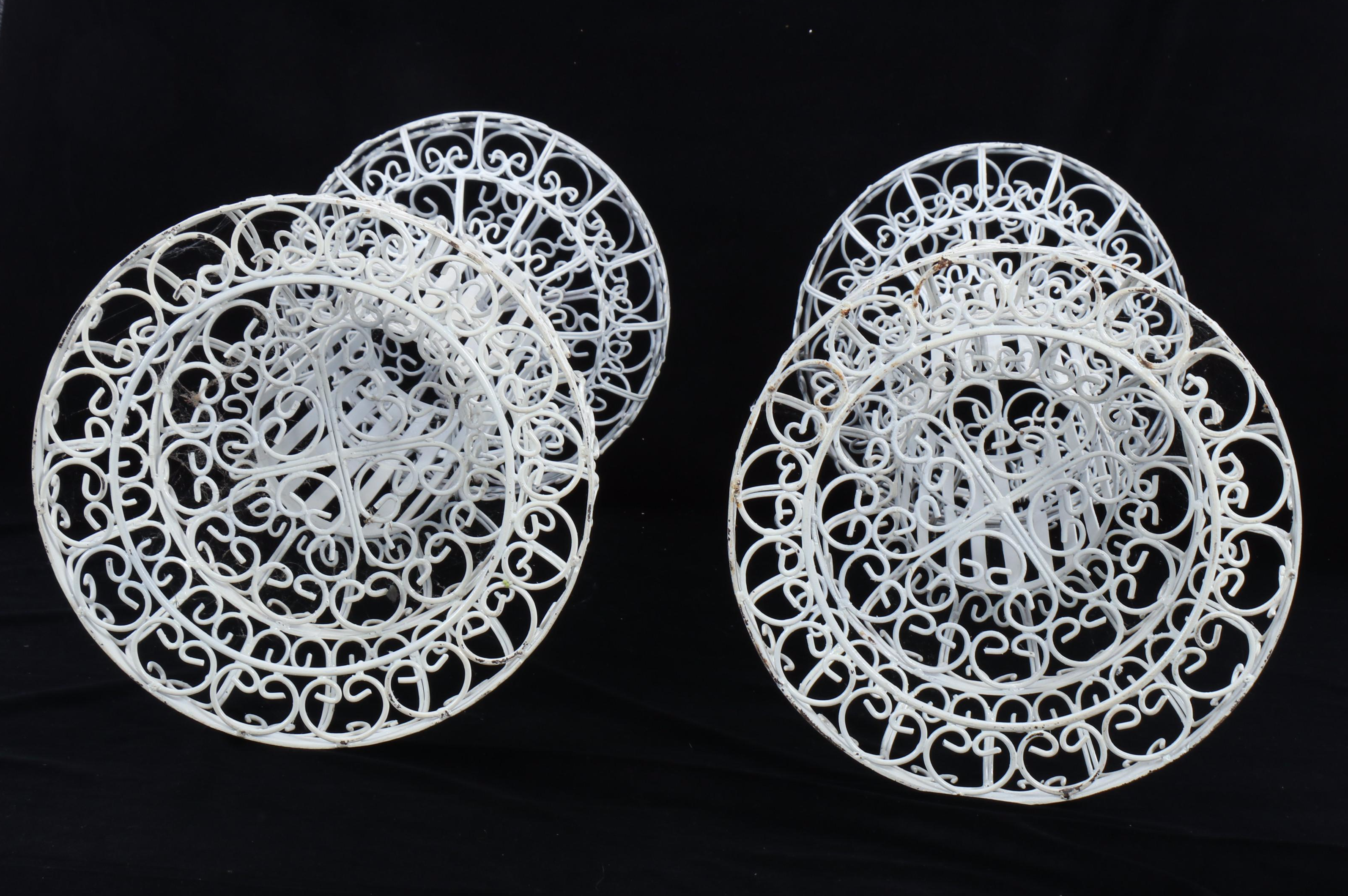 Pair of Wrought Metal Plant Stands with Hand-Painted Figural Cat Watering Can