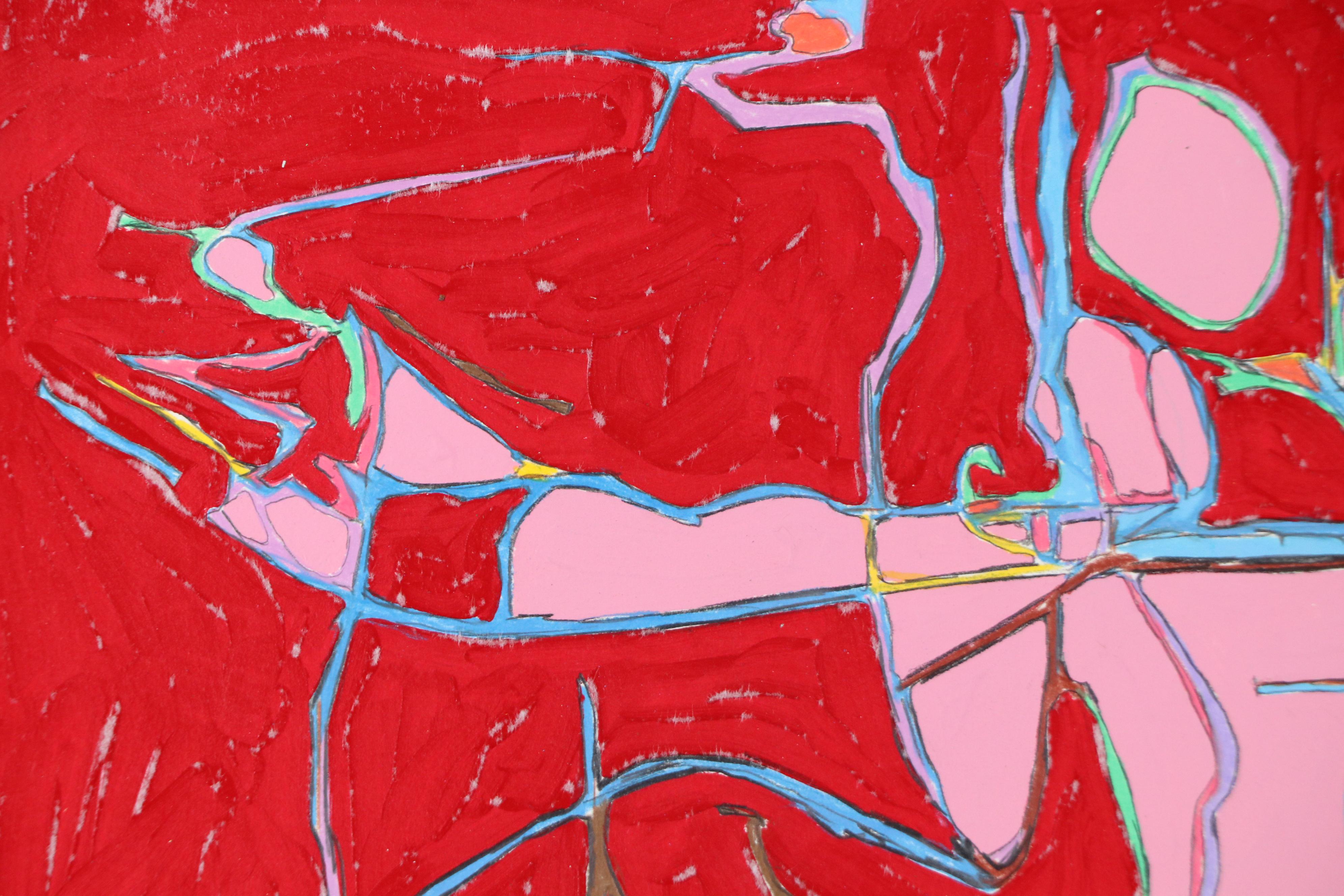 Harry Hilson Abstract Mixed Media Composition, Circa 1980