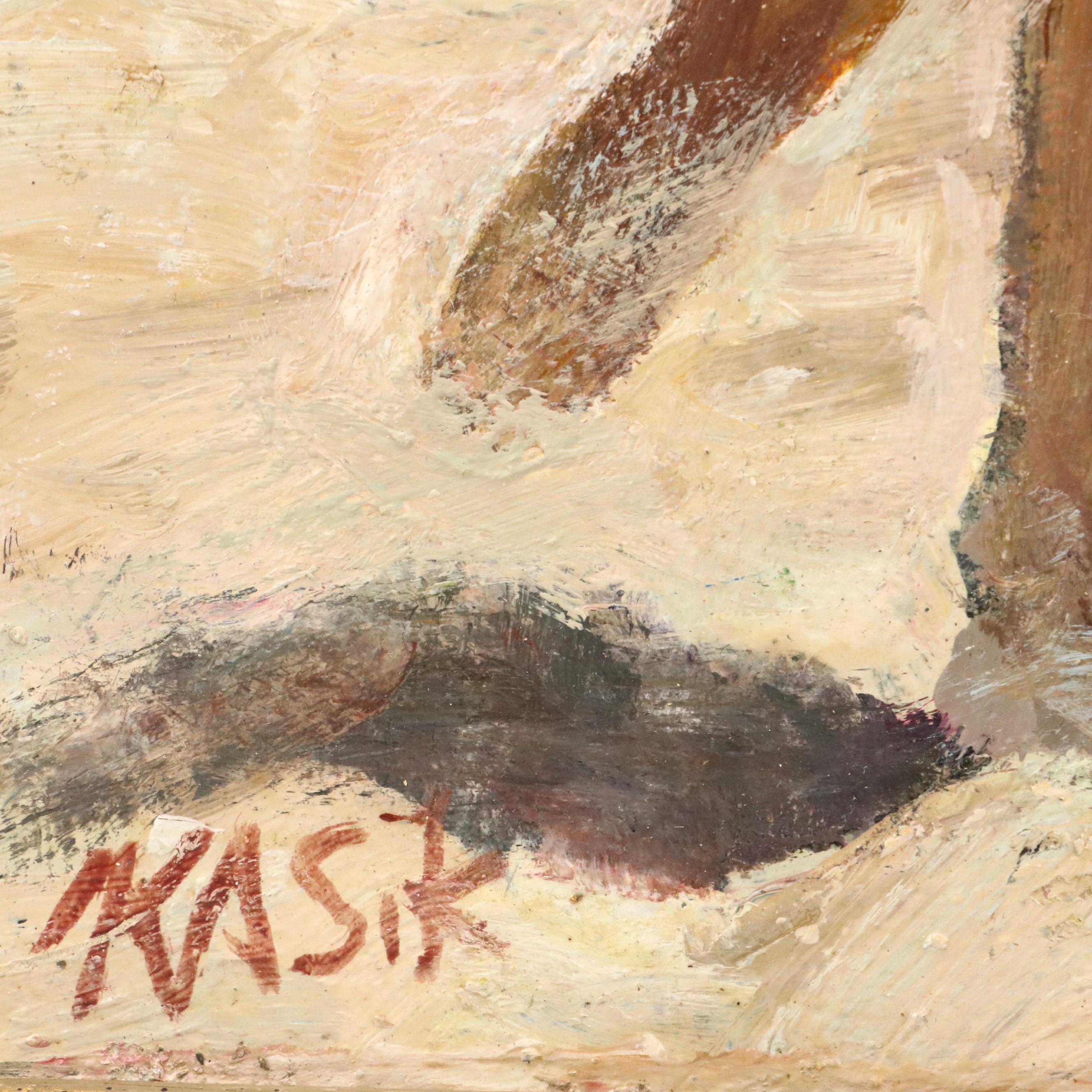 Kevin Kasik Oil Painting of Impressionist Style Seaside Scene, Late 20th Century