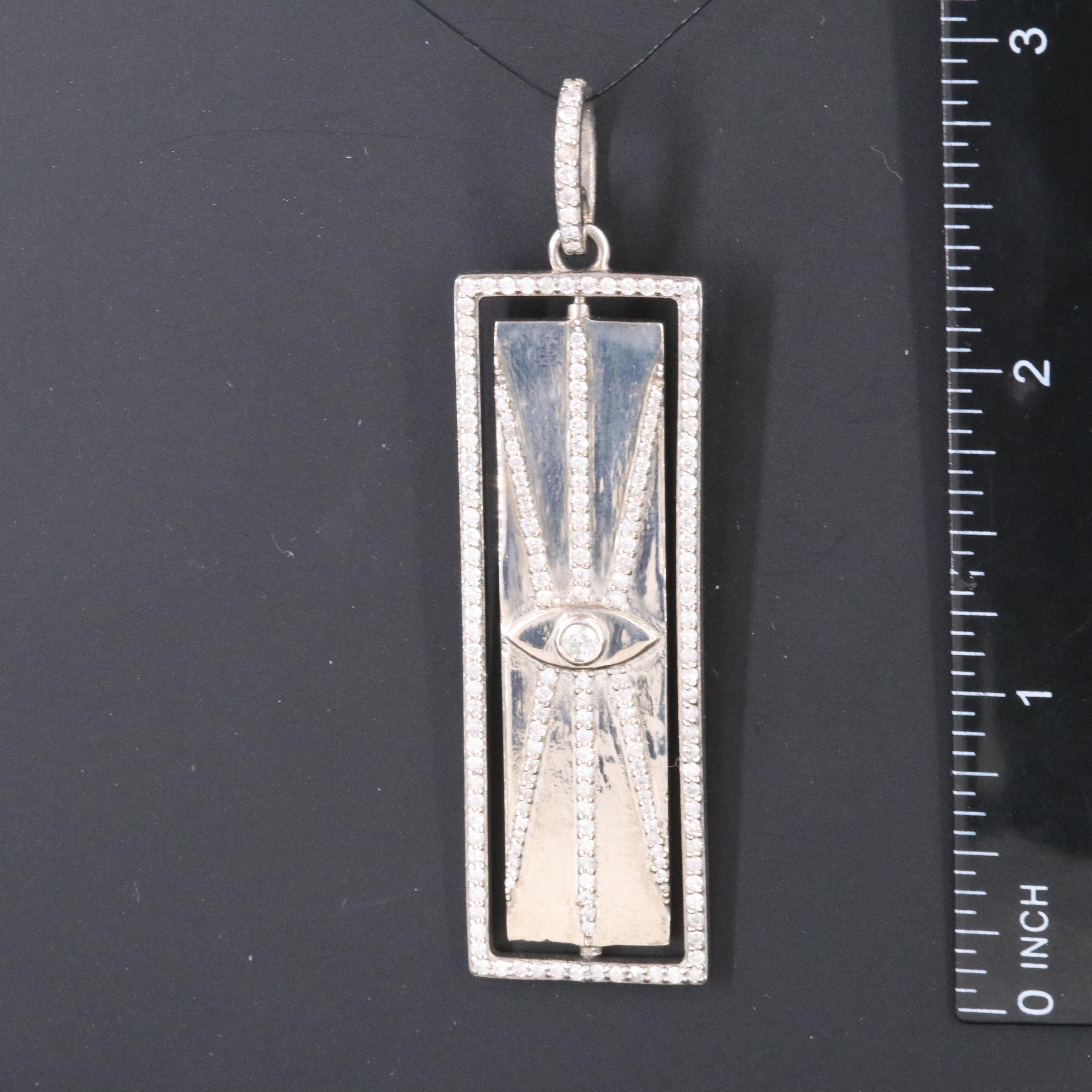 Sheryl Lowe Sterling Diamond "Inspire" and Evil Eye Spinner Pendant