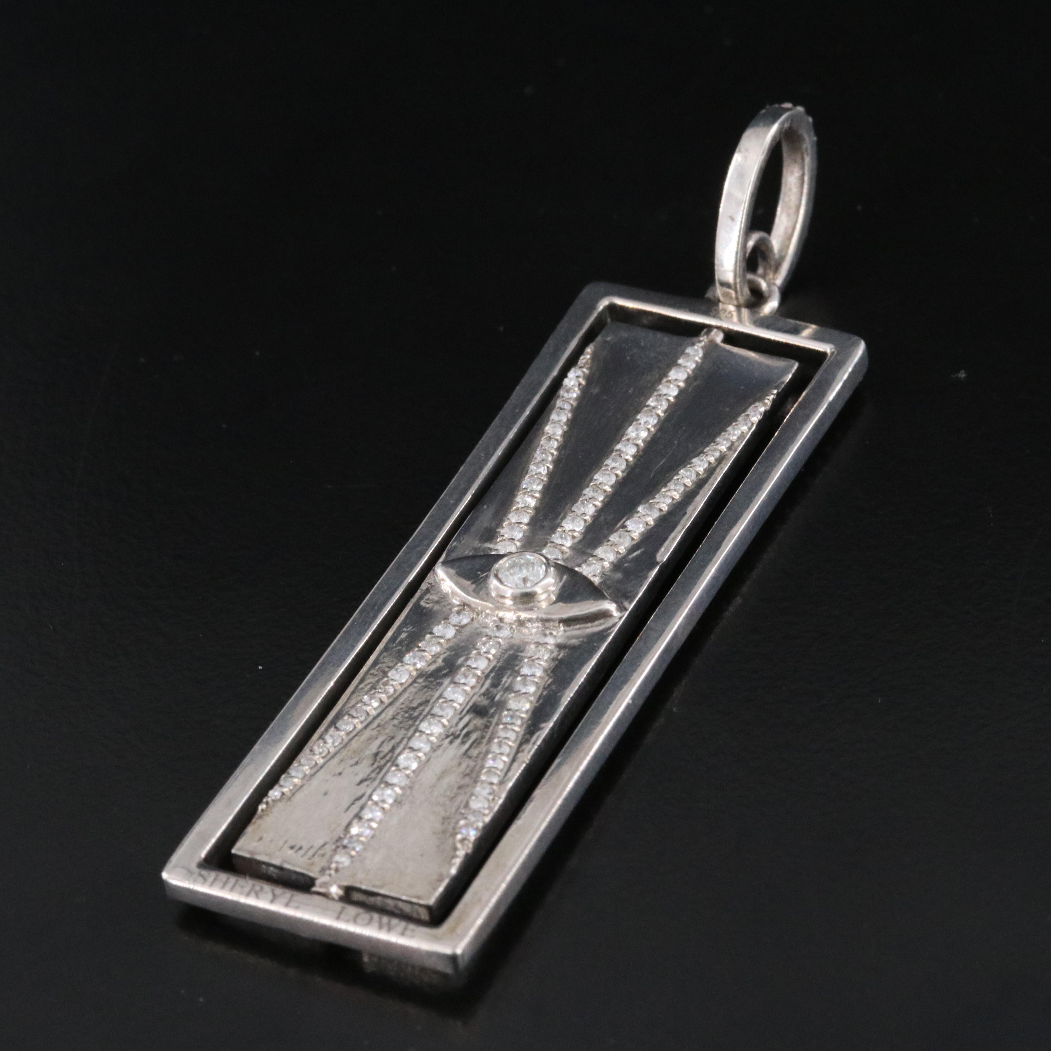 Sheryl Lowe Sterling Diamond "Inspire" and Evil Eye Spinner Pendant