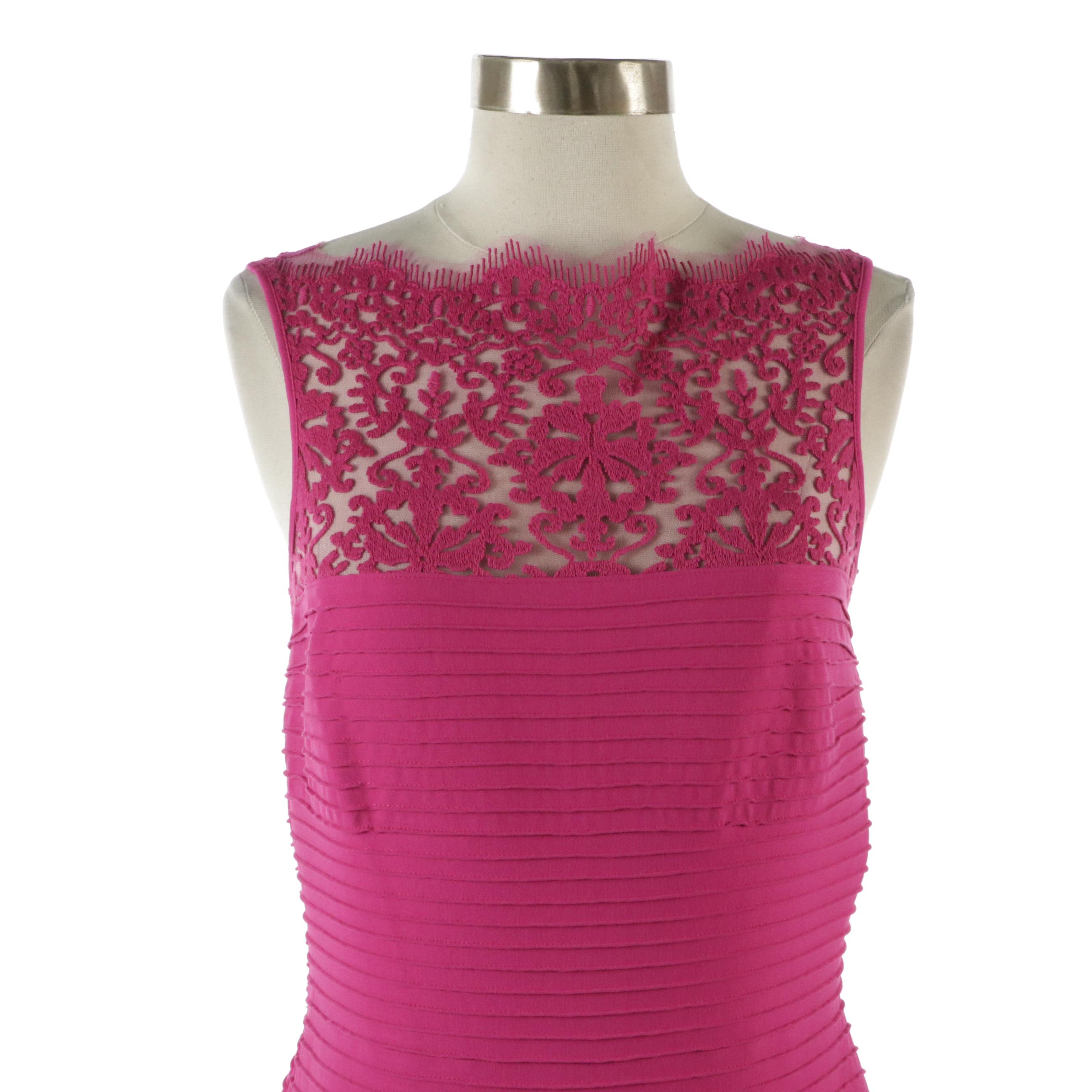 Tadashi Shoji Hot Pink Lace-Paneled Gown & Milly Abstract Floral Strapless Gown