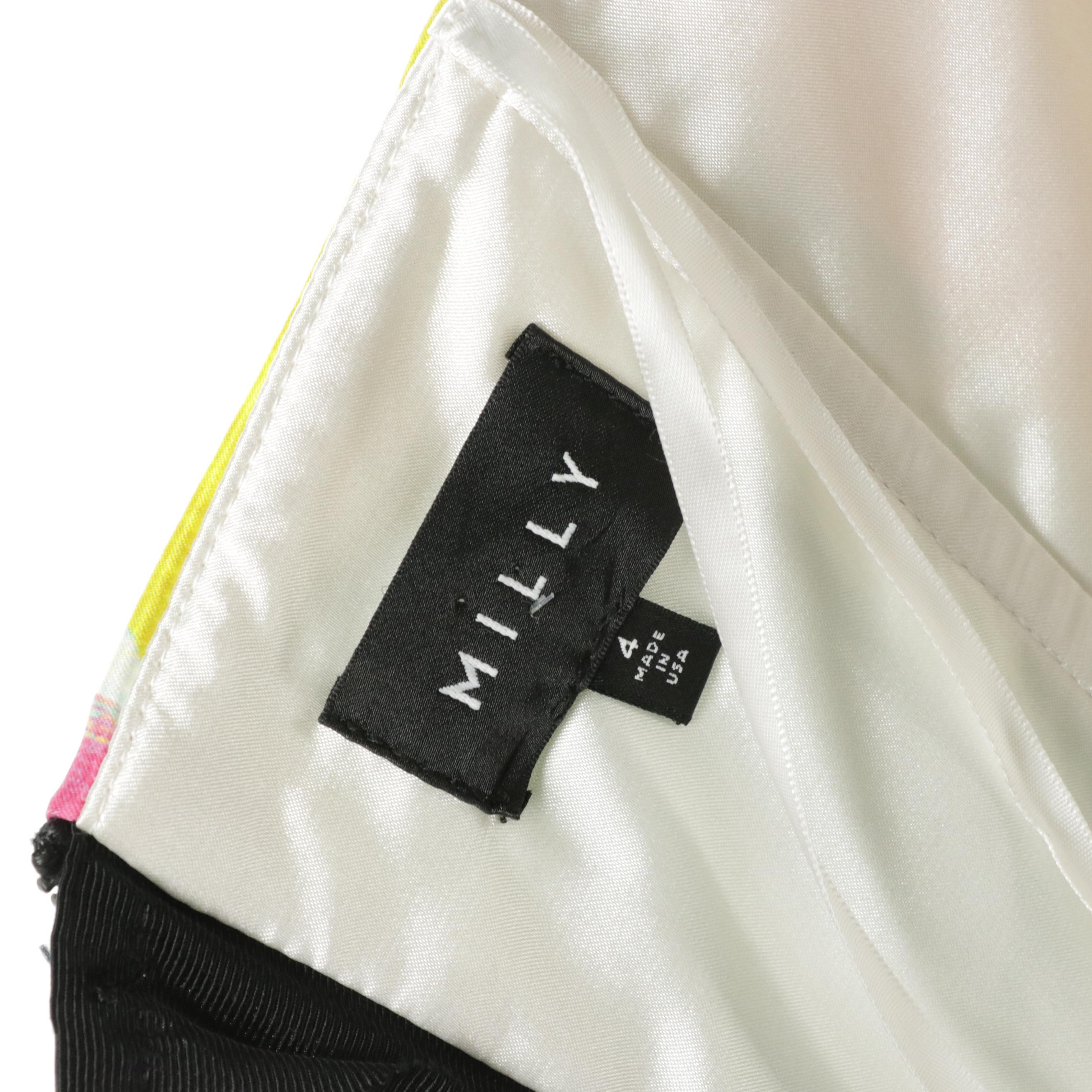 Tadashi Shoji Hot Pink Lace-Paneled Gown & Milly Abstract Floral Strapless Gown