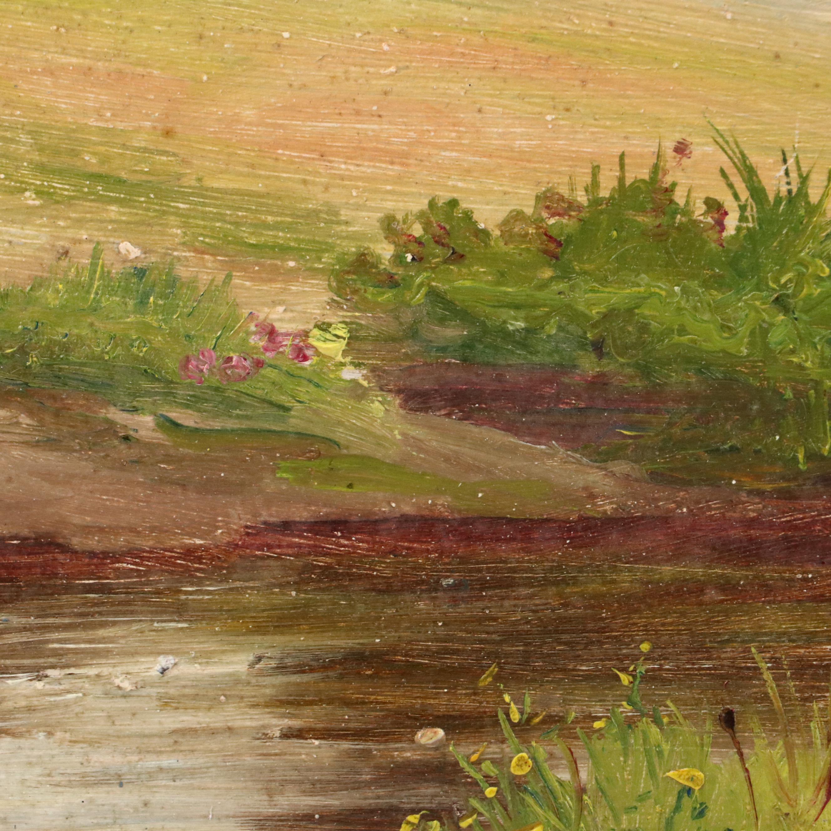 Attributed to Jeanne Reimbolte Oil Impressionistic Landscape, Early 20th Century