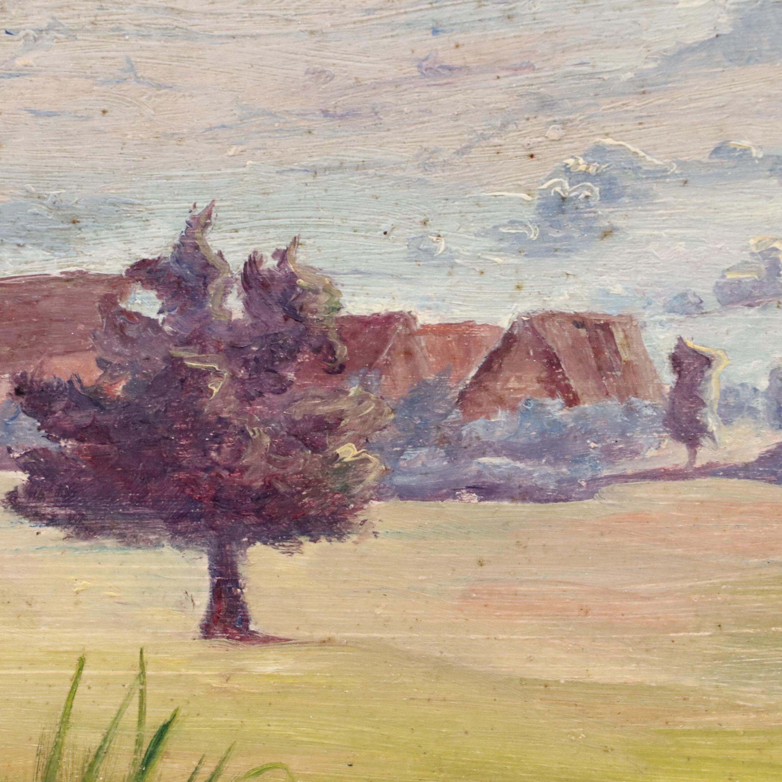 Attributed to Jeanne Reimbolte Oil Impressionistic Landscape, Early 20th Century