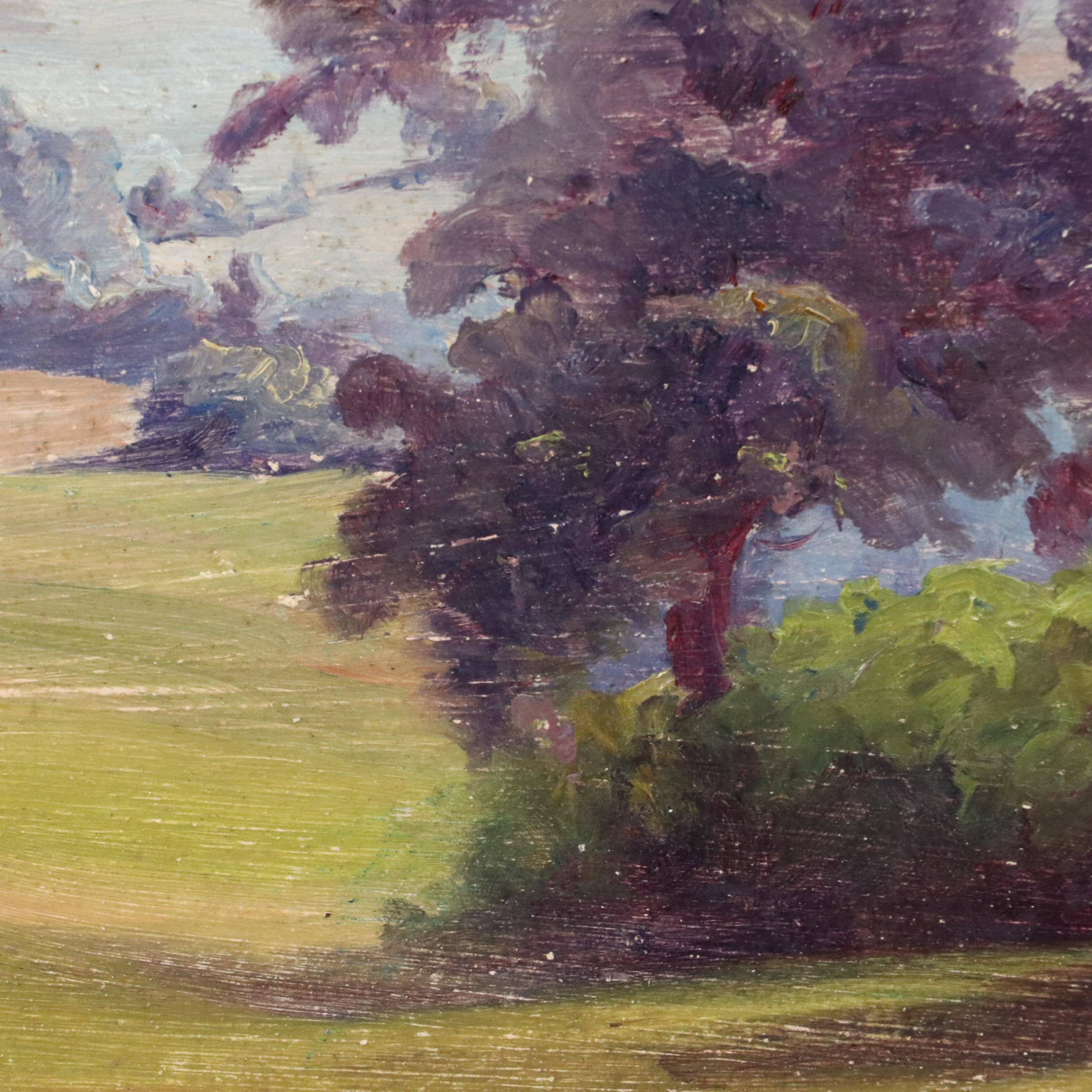 Attributed to Jeanne Reimbolte Oil Impressionistic Landscape, Early 20th Century