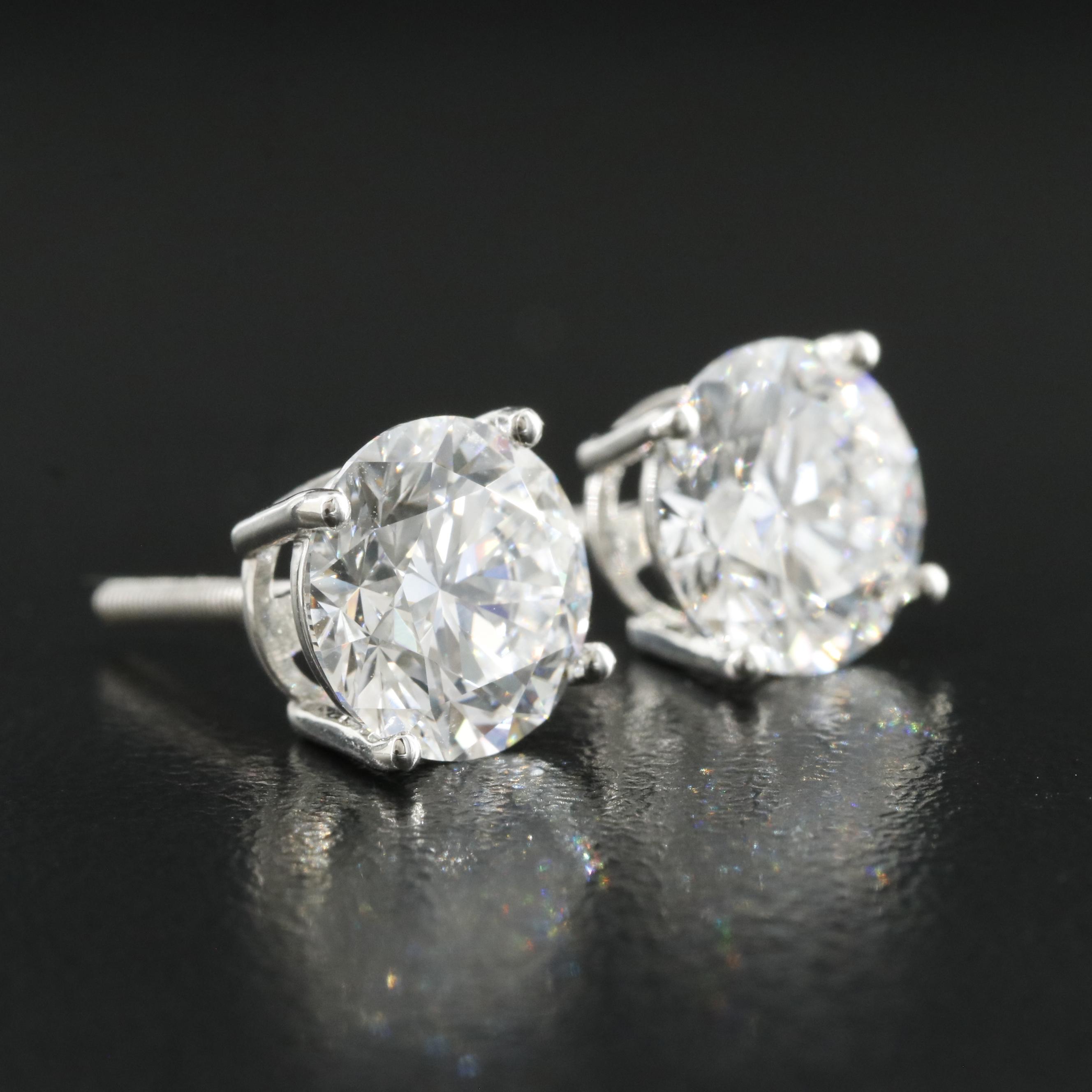 Platinum 5.18 CTW Lab Grown Diamond Stud Earrings with IGI Reports