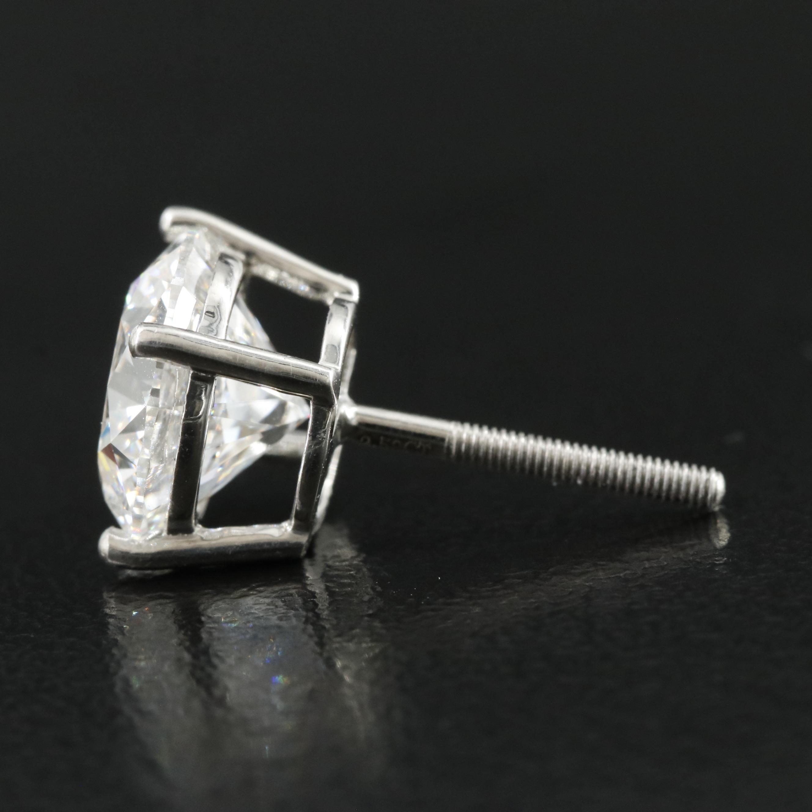 Platinum 5.18 CTW Lab Grown Diamond Stud Earrings with IGI Reports