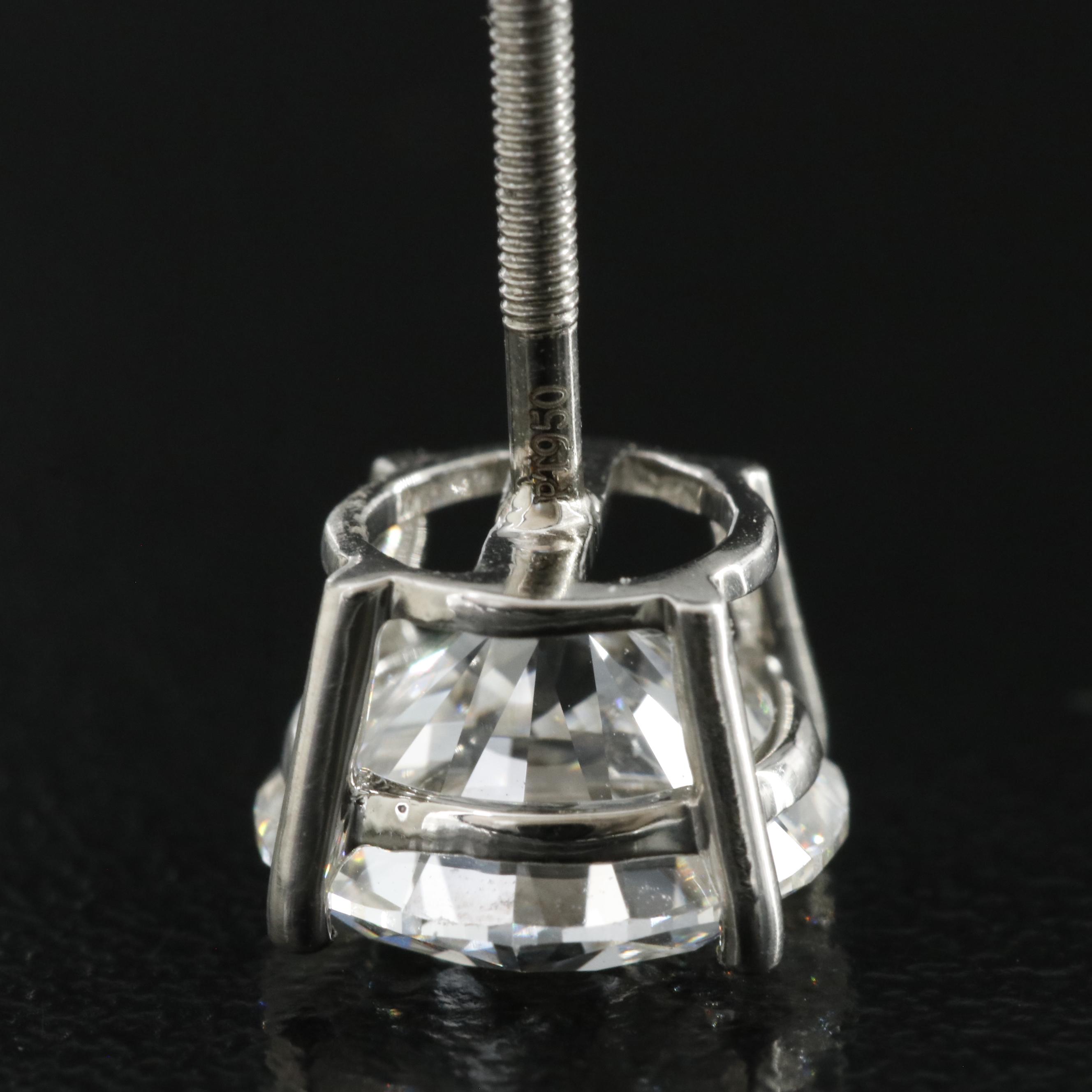 Platinum 5.18 CTW Lab Grown Diamond Stud Earrings with IGI Reports