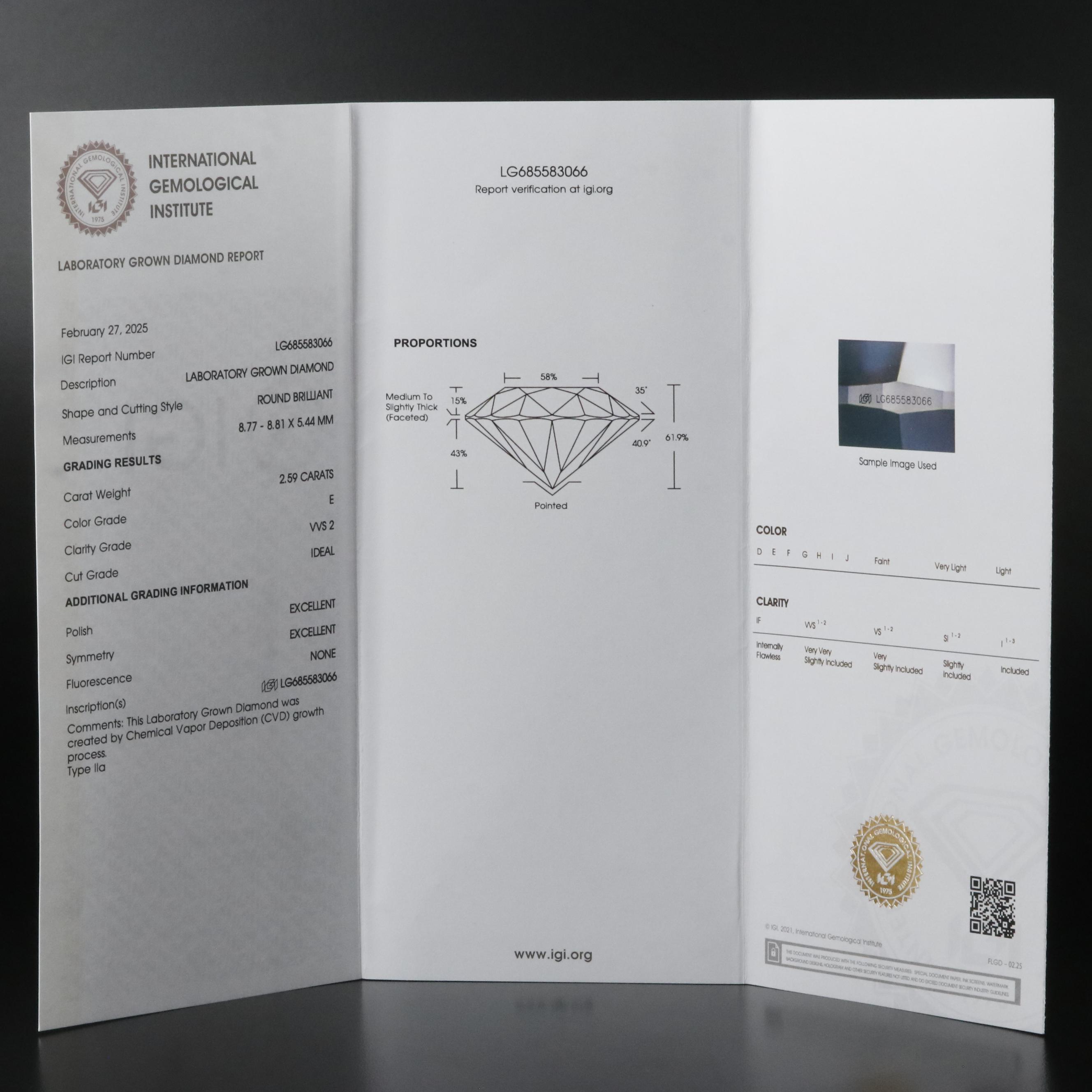 Platinum 5.18 CTW Lab Grown Diamond Stud Earrings with IGI Reports