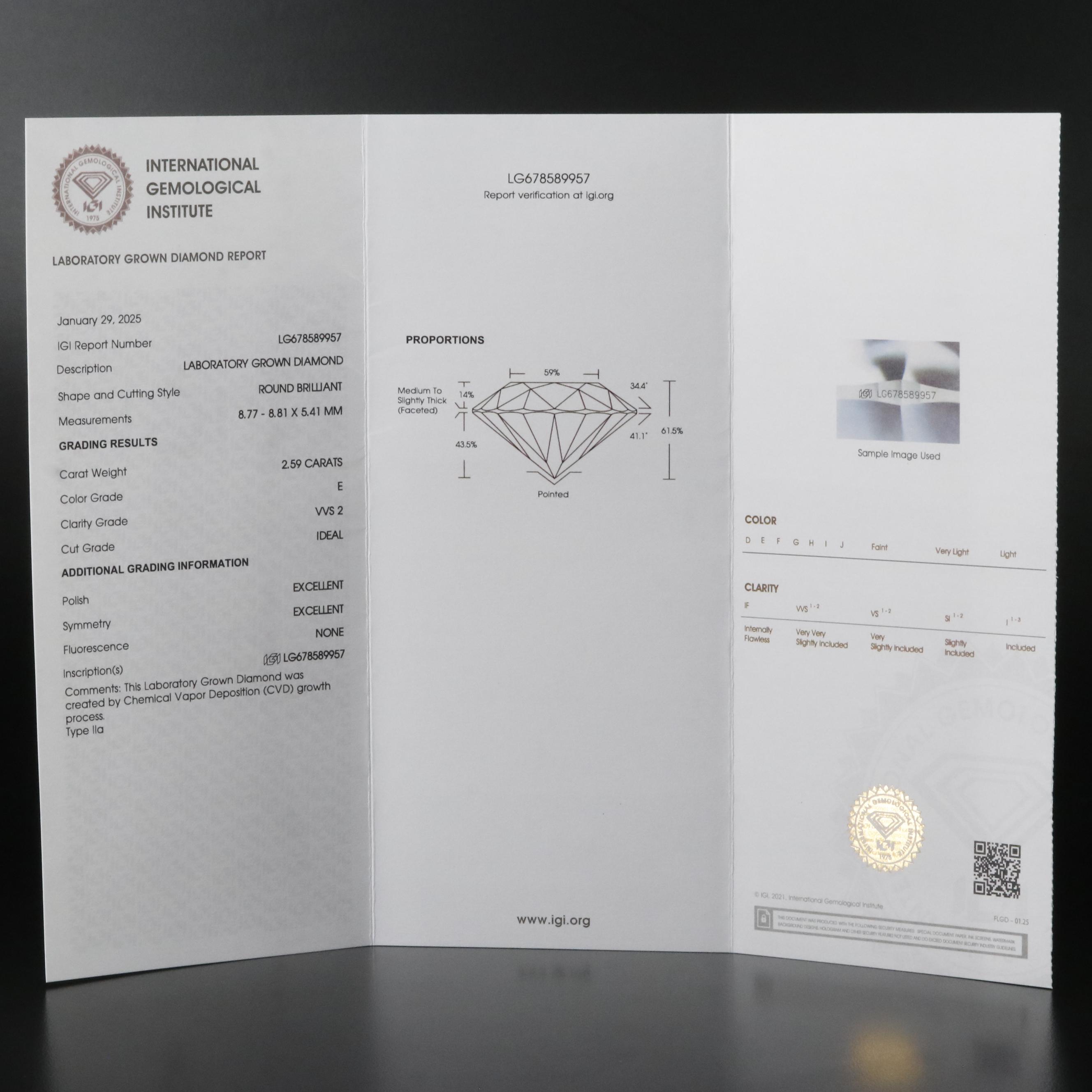 Platinum 5.18 CTW Lab Grown Diamond Stud Earrings with IGI Reports