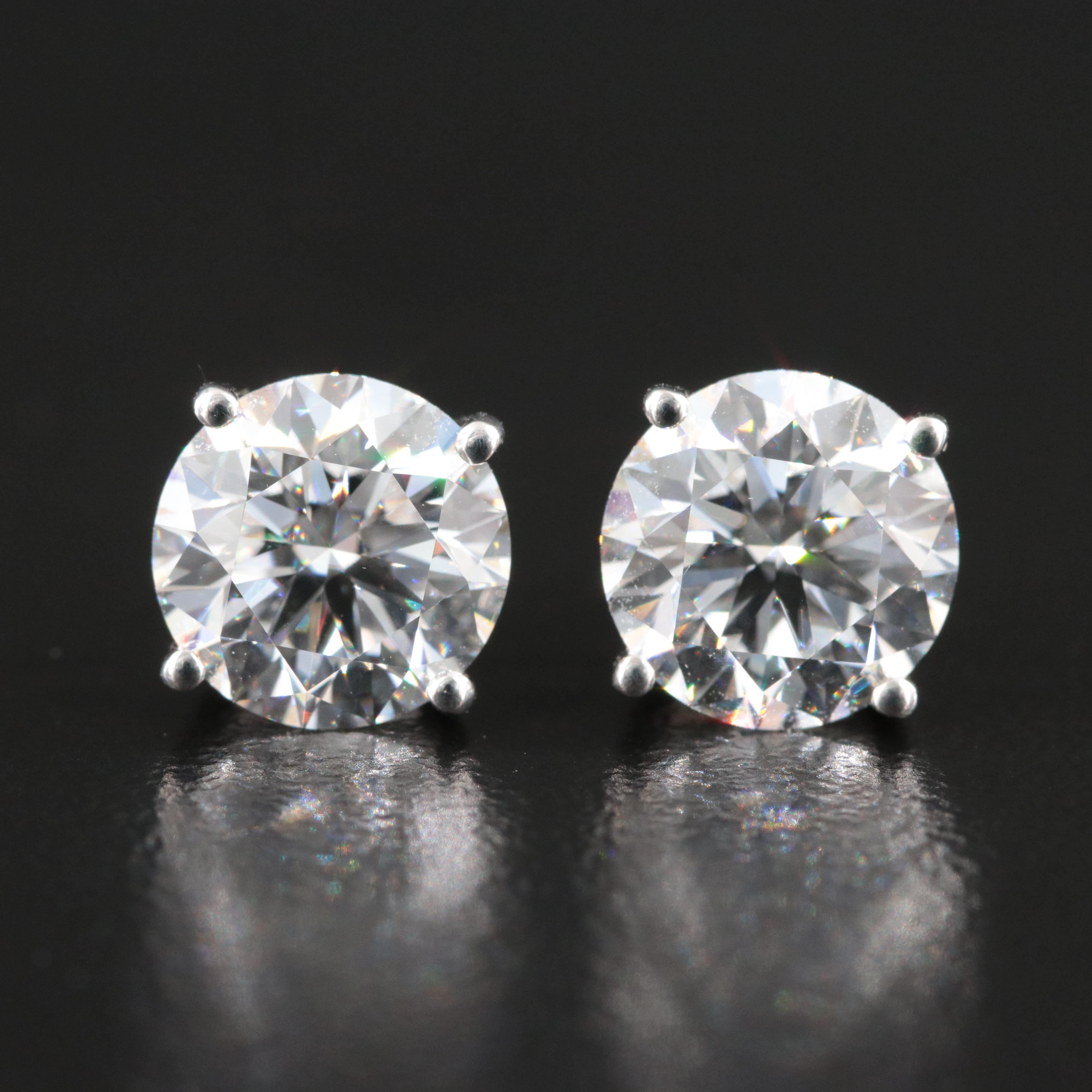 Platinum 3.56 CTW Lab Grown Diamond Stud Earrings with IGI Reports