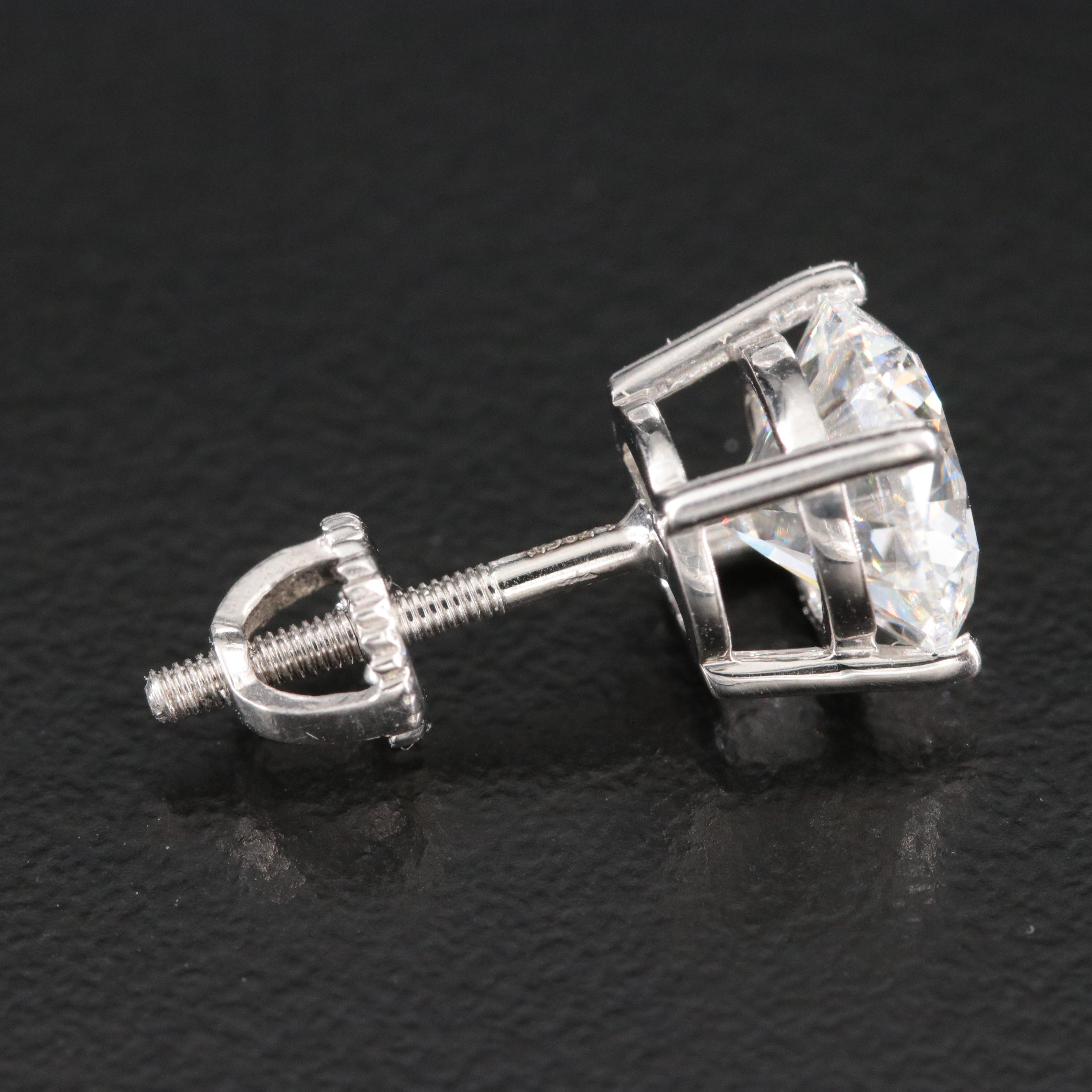 Platinum 3.56 CTW Lab Grown Diamond Stud Earrings with IGI Reports