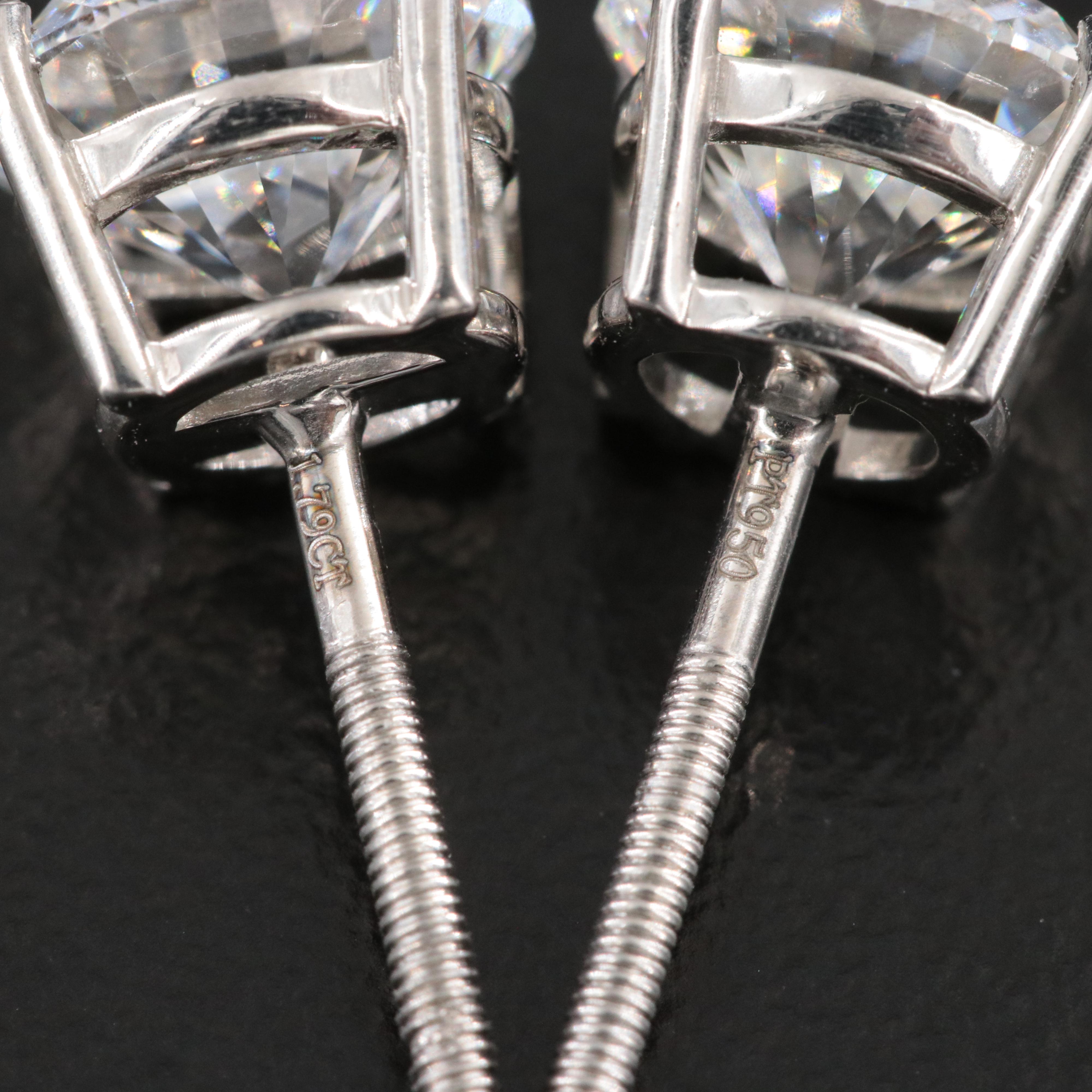 Platinum 3.56 CTW Lab Grown Diamond Stud Earrings with IGI Reports