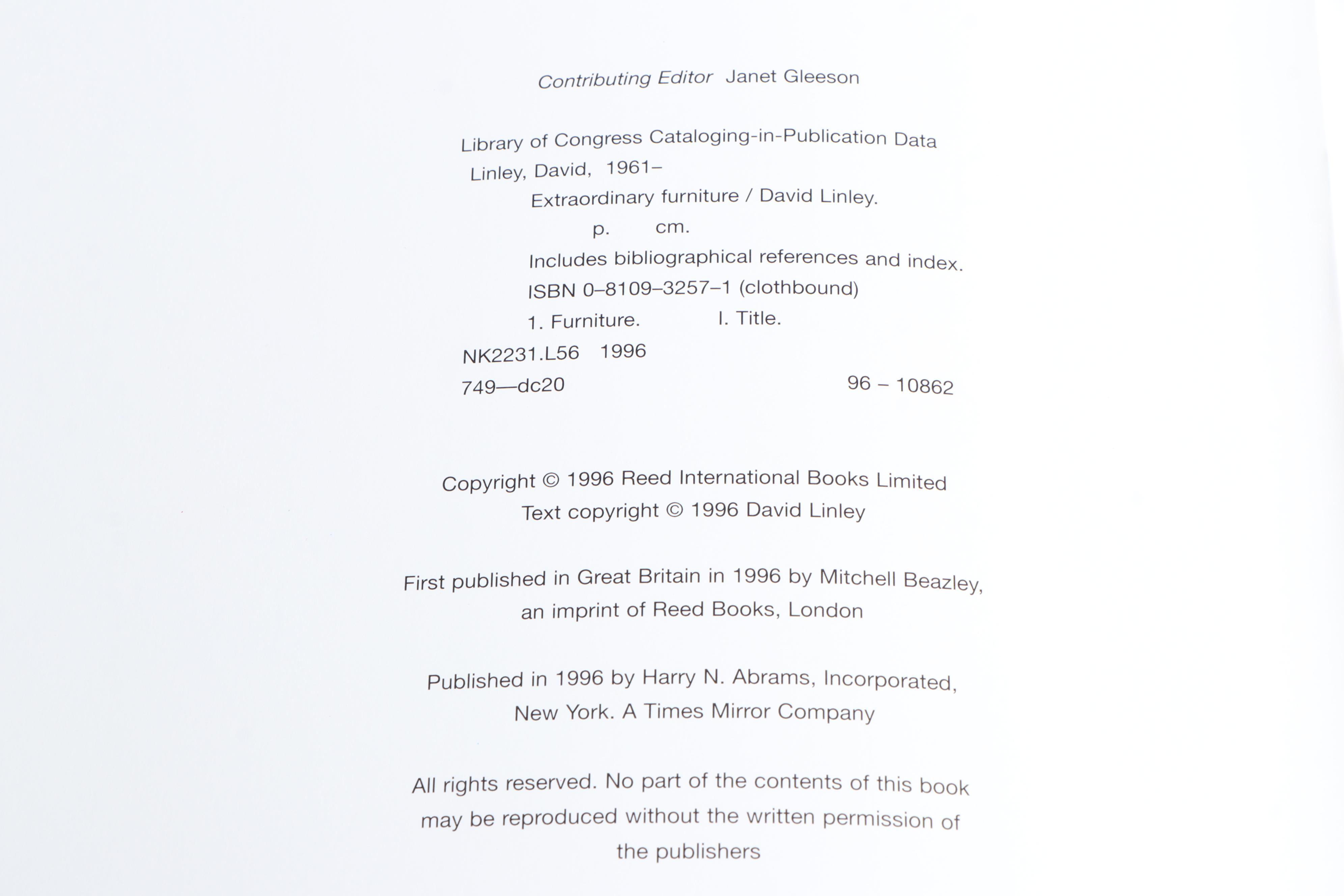 "Classical Furniture," "Extraordinary Furniture," and "The Art of Faux" Books