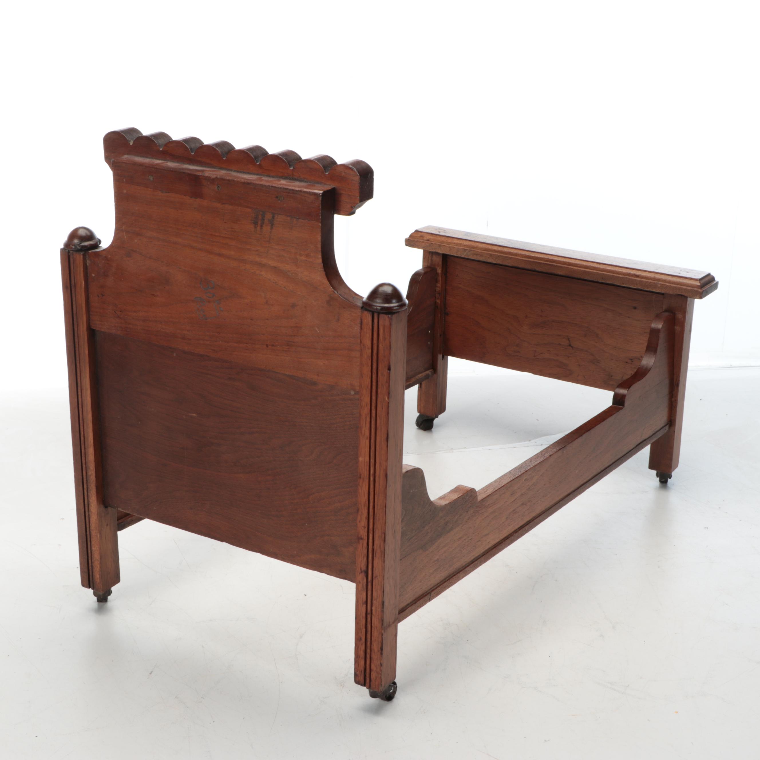 Victorian Eastlake Style Wood Doll Bed and Dresser