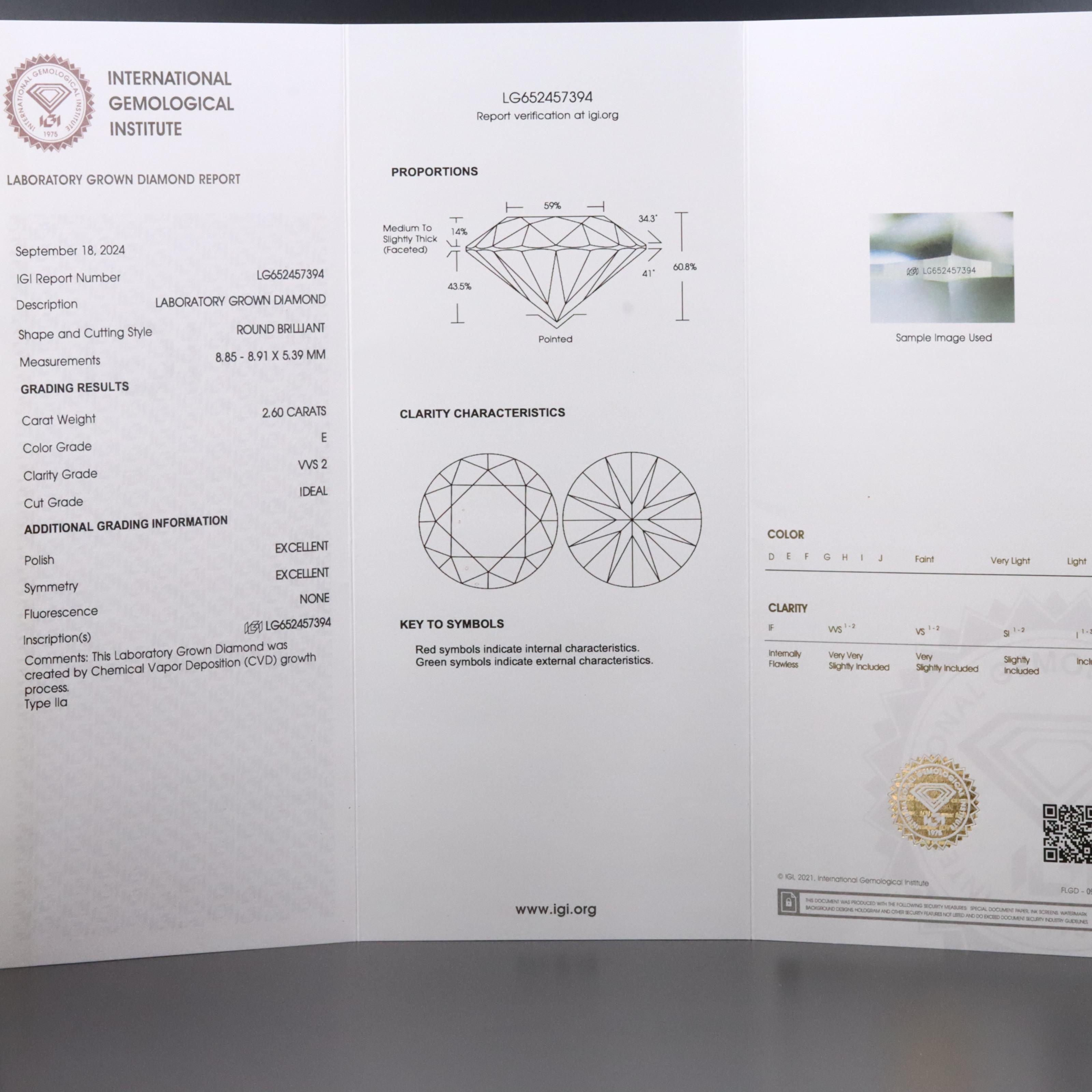Platinum 5.19 CTW Lab Grown Diamond Solitaire Stud Earrings with IGI Reports