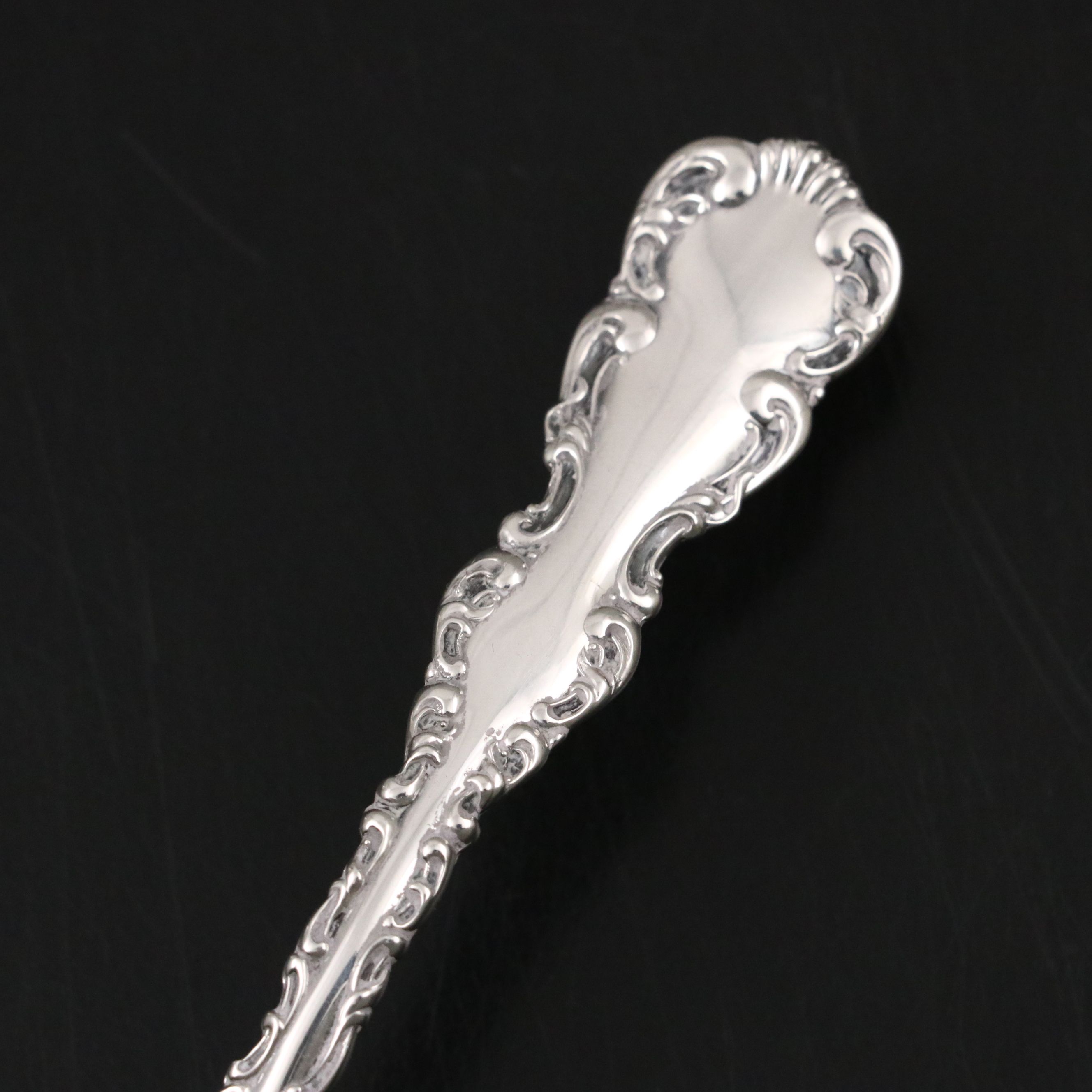 Whiting Mfg "Louis XV" Sterling Sauce Ladle with Other Silver Plate Serveware