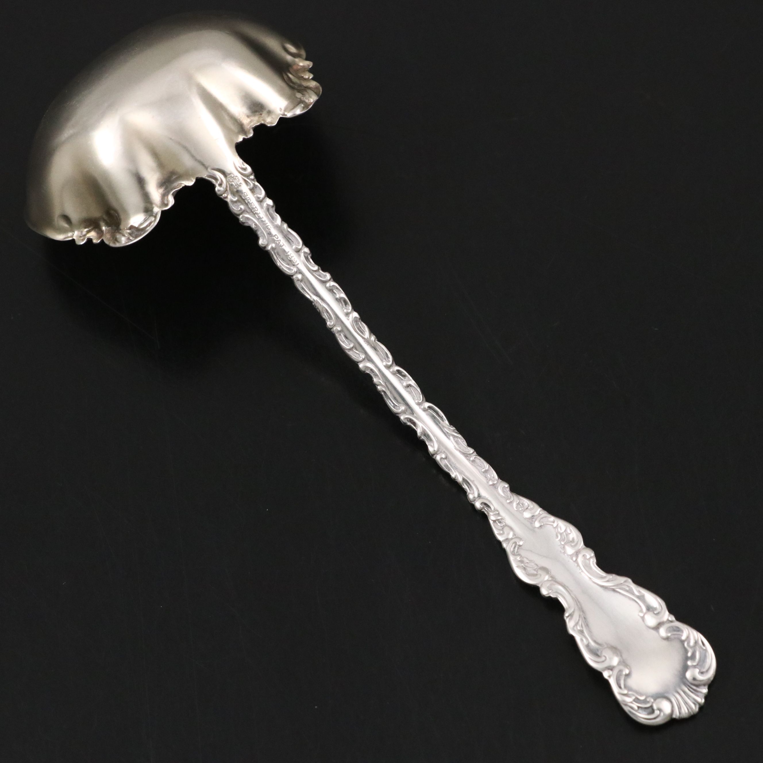 Whiting Mfg "Louis XV" Sterling Sauce Ladle with Other Silver Plate Serveware