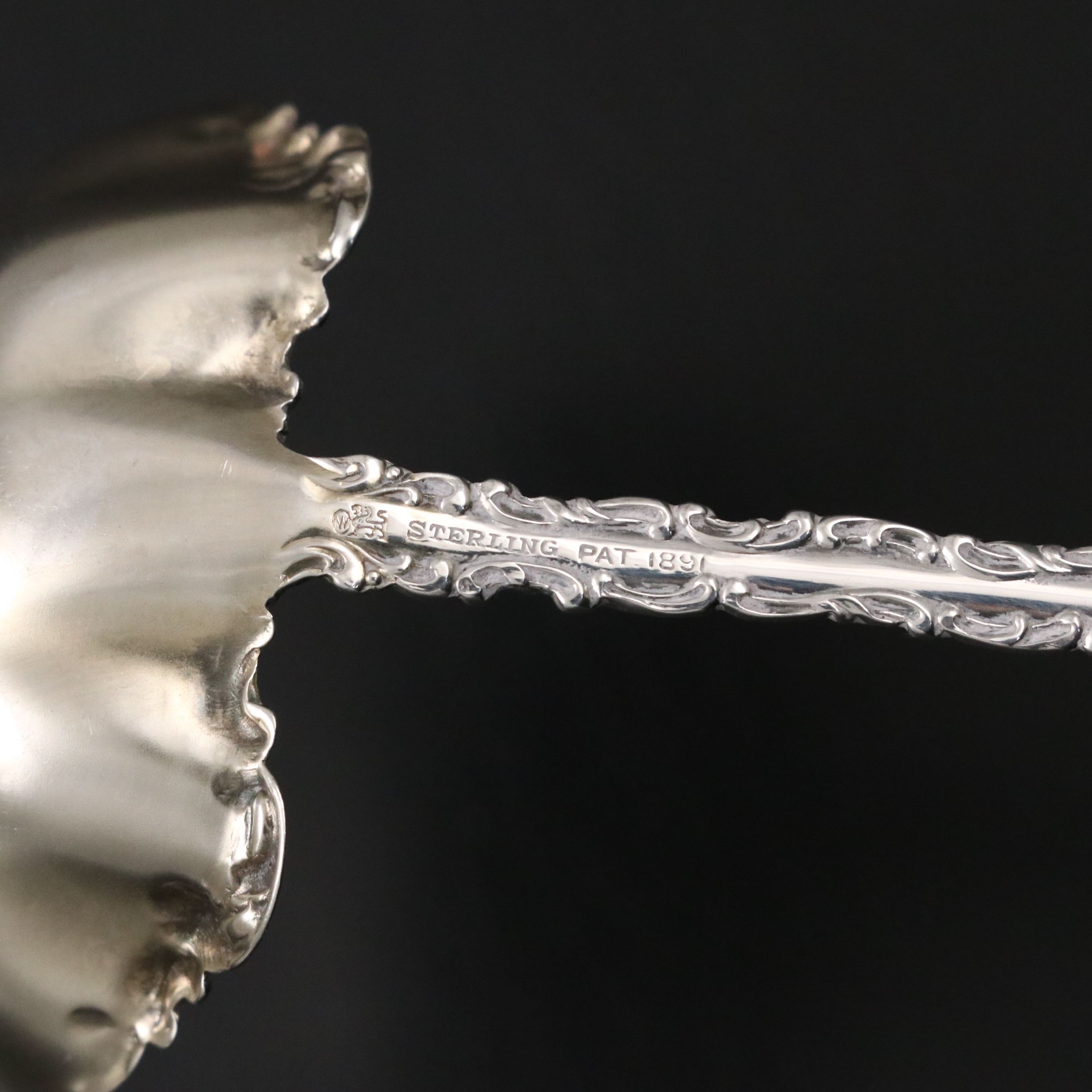 Whiting Mfg "Louis XV" Sterling Sauce Ladle with Other Silver Plate Serveware