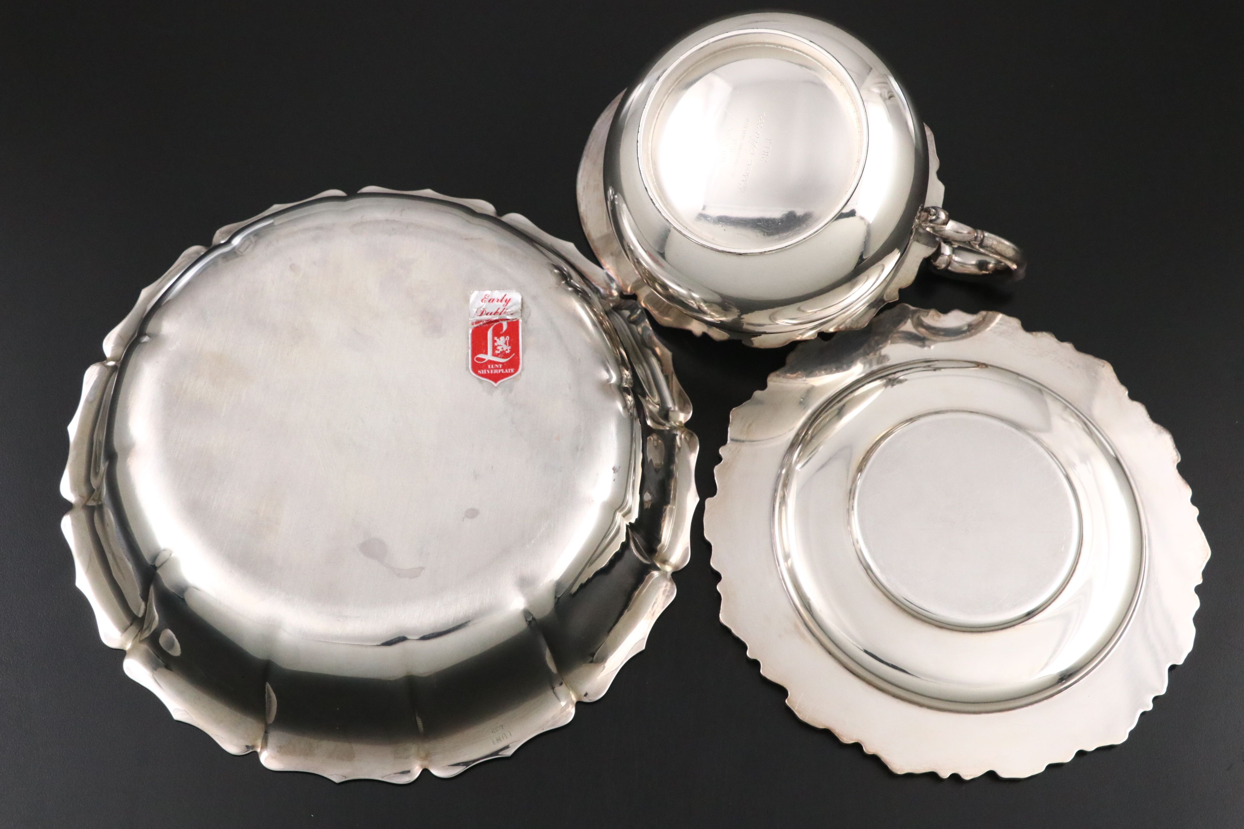 Whiting Mfg "Louis XV" Sterling Sauce Ladle with Other Silver Plate Serveware