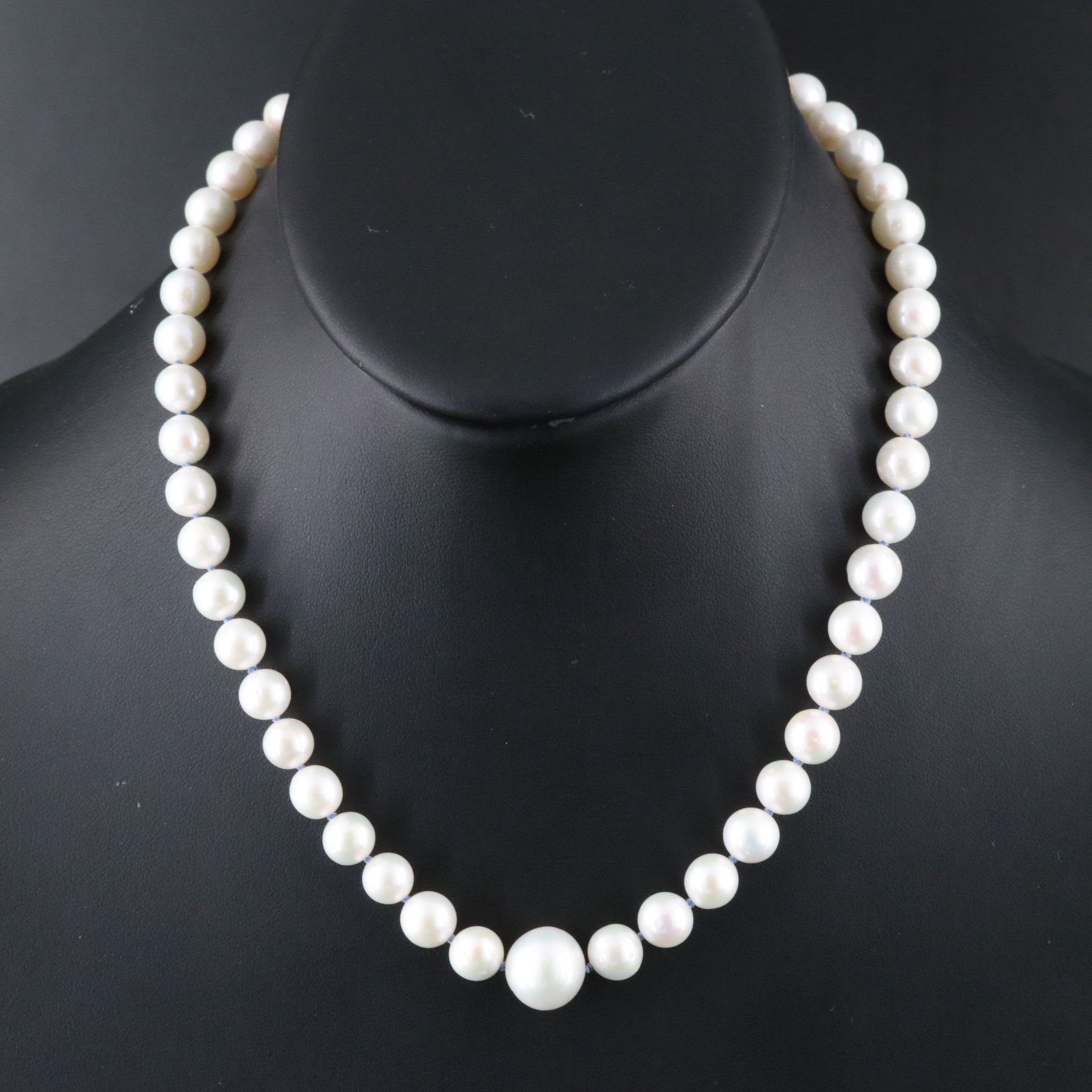 7.40 – 11.95 MM Pearl Necklace with 14K Clasp