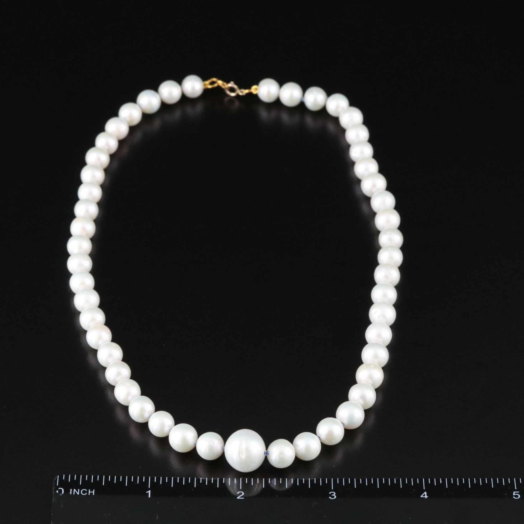 7.40 – 11.95 MM Pearl Necklace with 14K Clasp