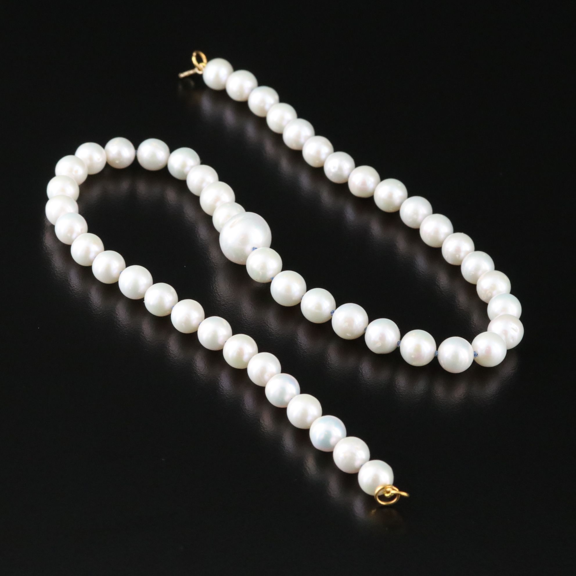 7.40 – 11.95 MM Pearl Necklace with 14K Clasp