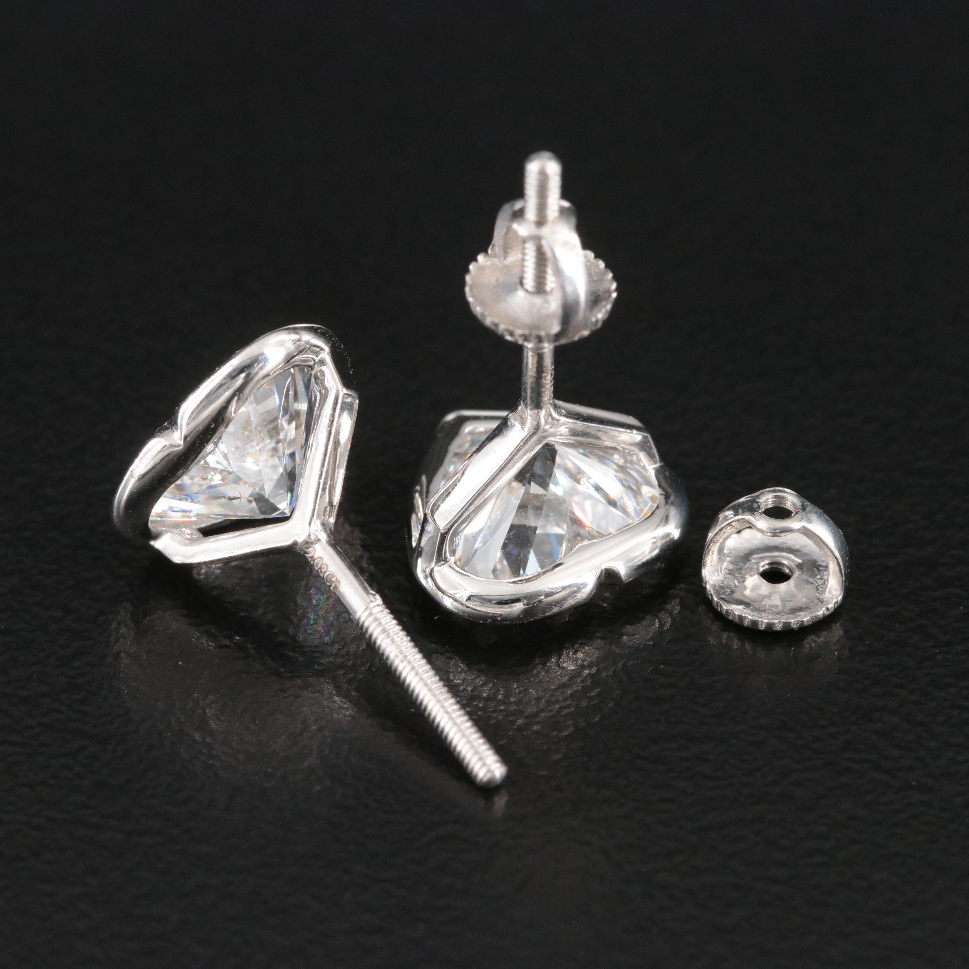 Platinum 4.10 CTW Lab Grown Diamond Solitaire Stud Earrings with IGI Reports