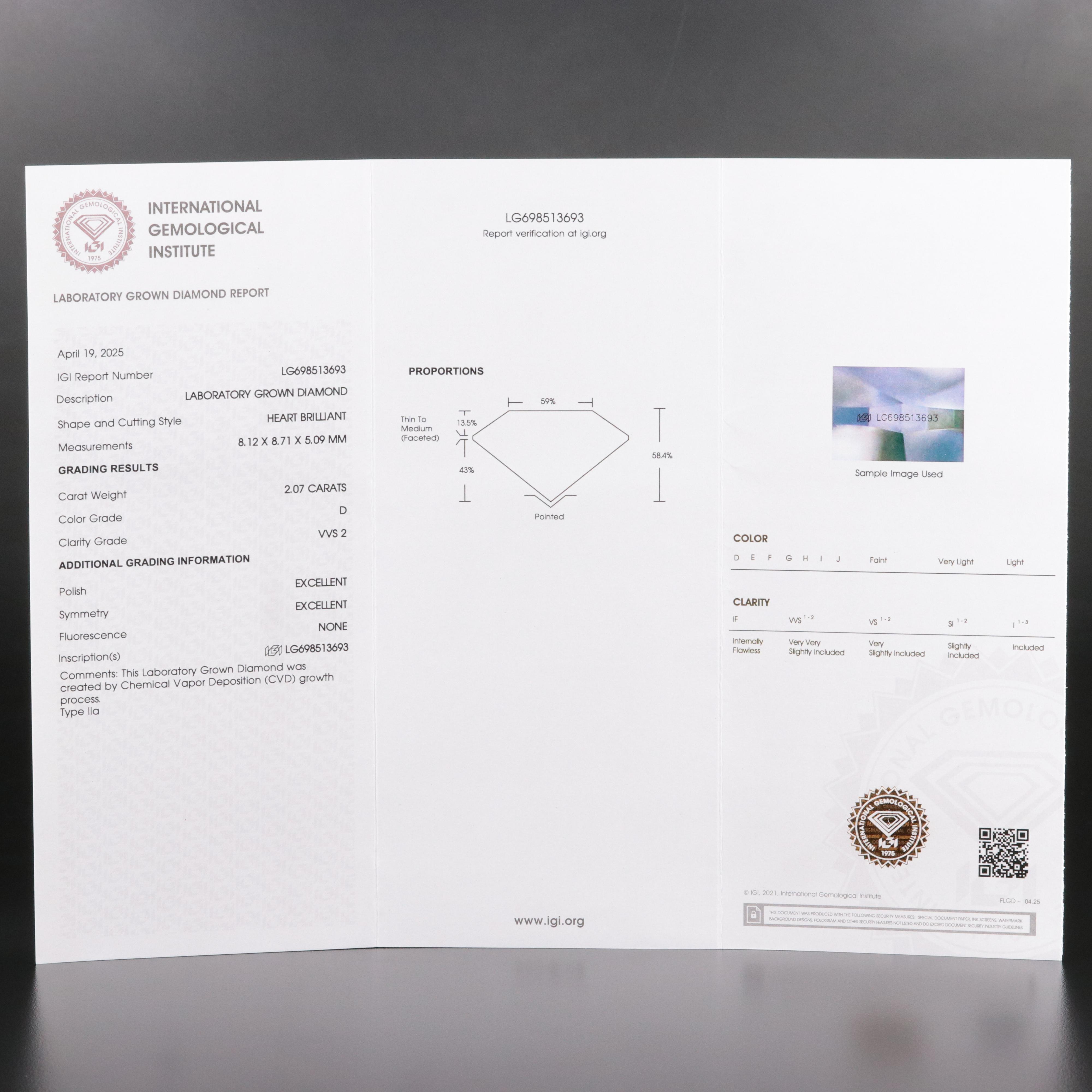 Platinum 4.10 CTW Lab Grown Diamond Solitaire Stud Earrings with IGI Reports