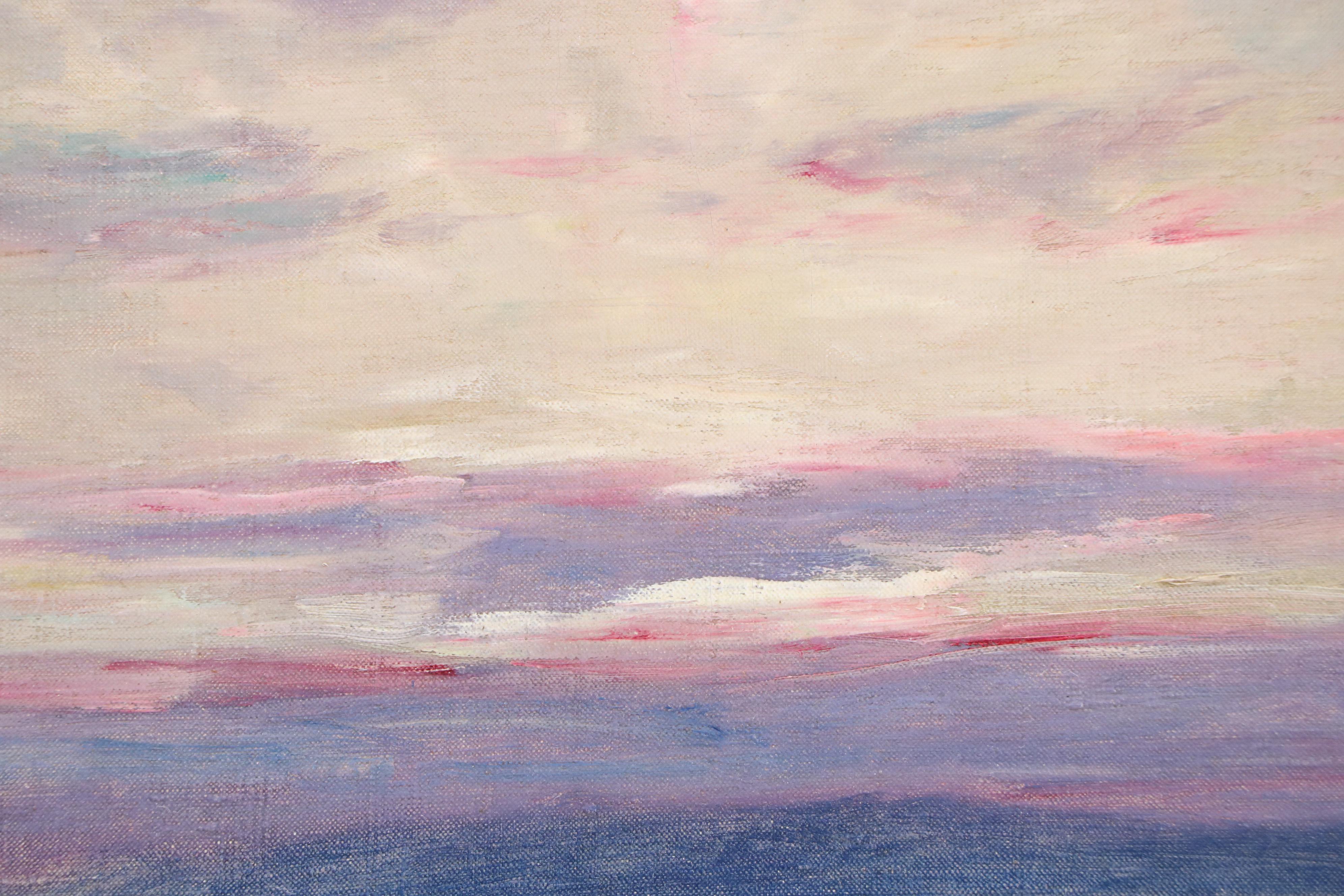 Lewis Henry Meakin Oil Painting "Sunset," Early 20th Century