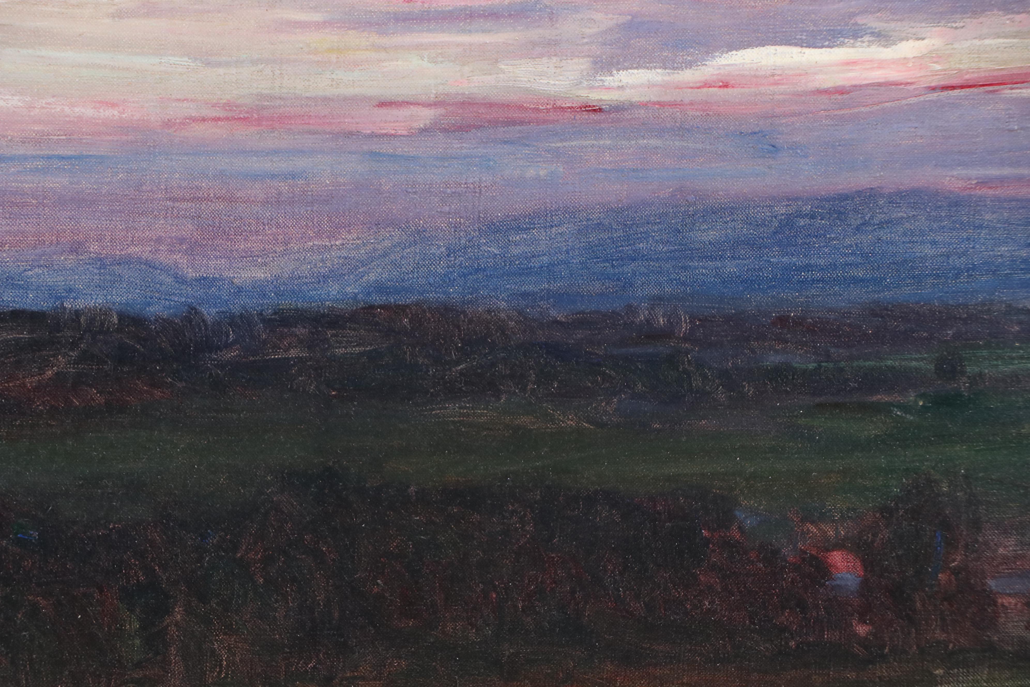 Lewis Henry Meakin Oil Painting "Sunset," Early 20th Century