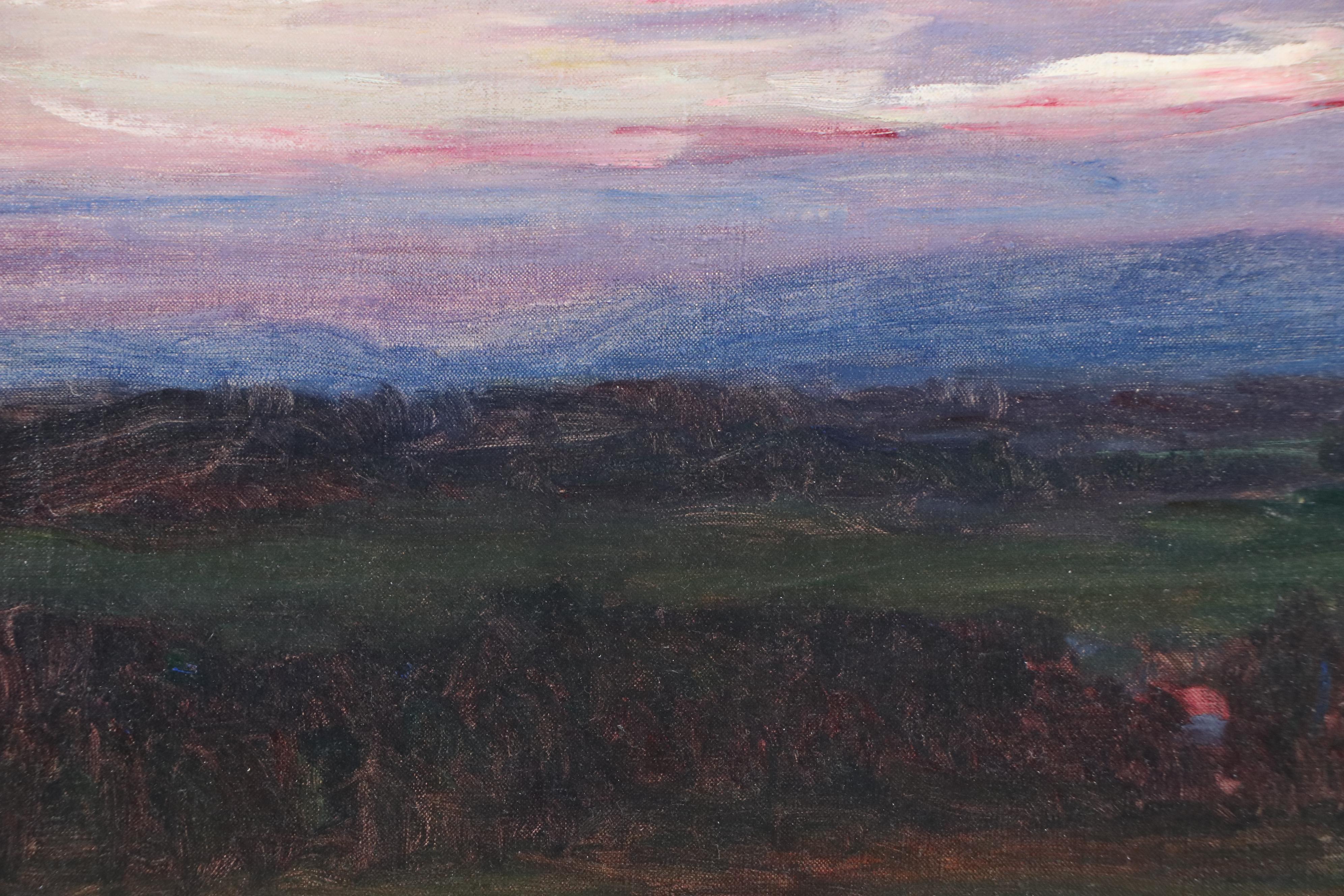 Lewis Henry Meakin Oil Painting "Sunset," Early 20th Century