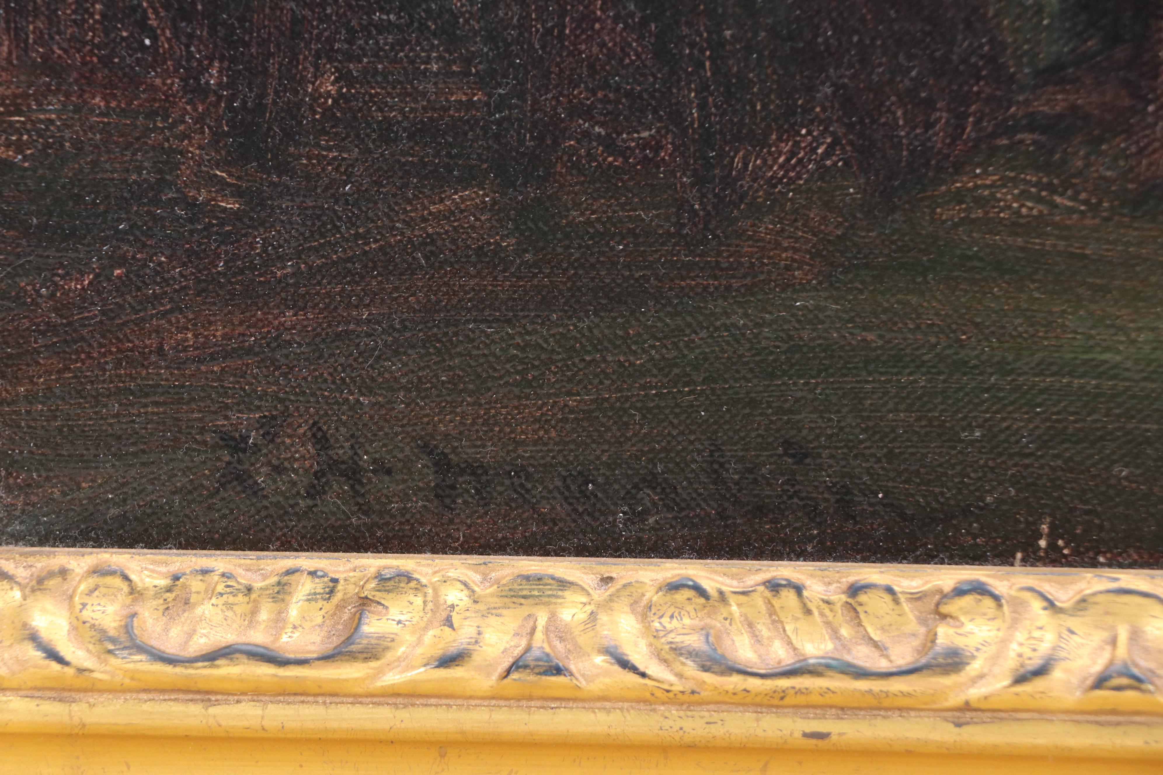 Lewis Henry Meakin Oil Painting "Sunset," Early 20th Century