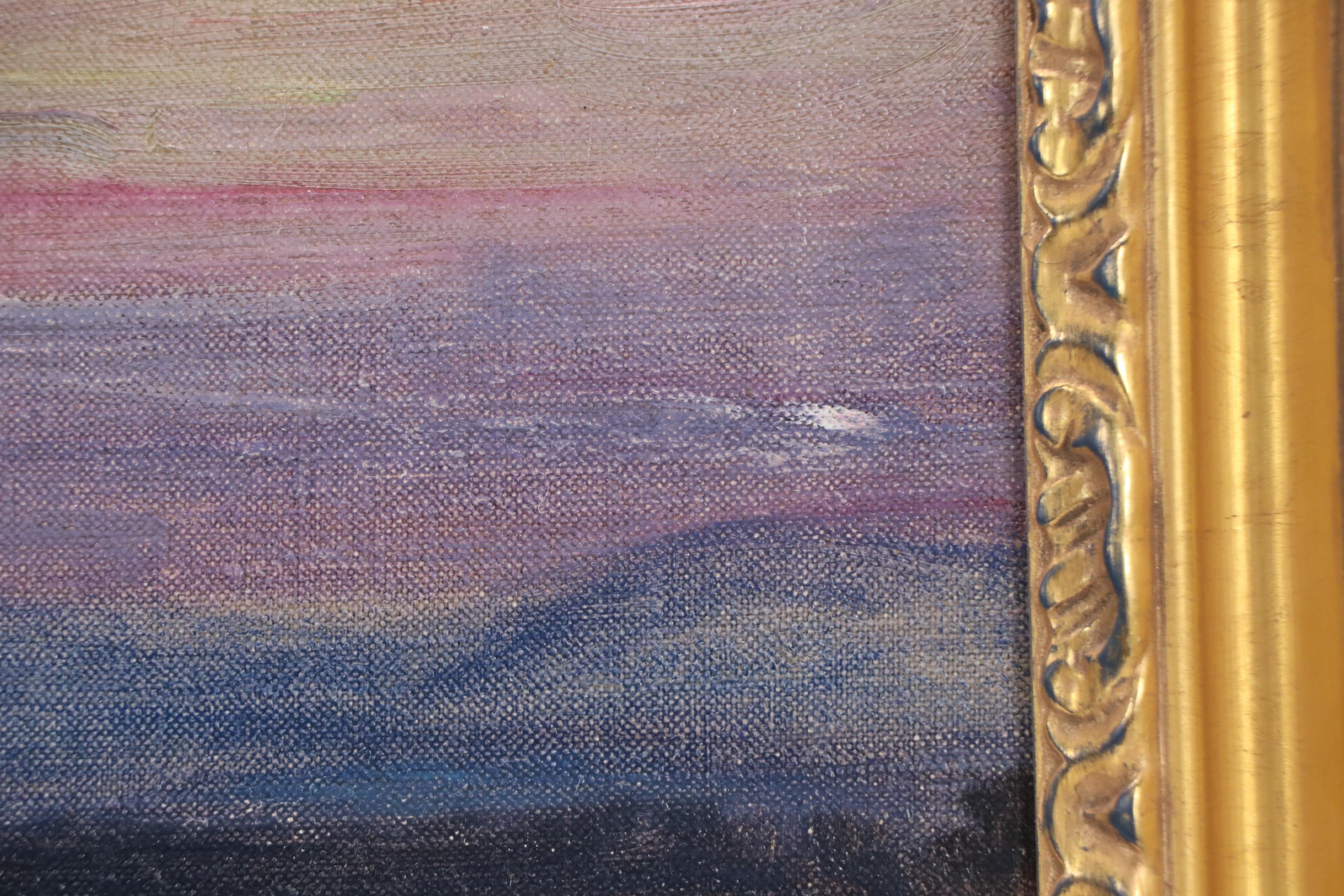 Lewis Henry Meakin Oil Painting "Sunset," Early 20th Century