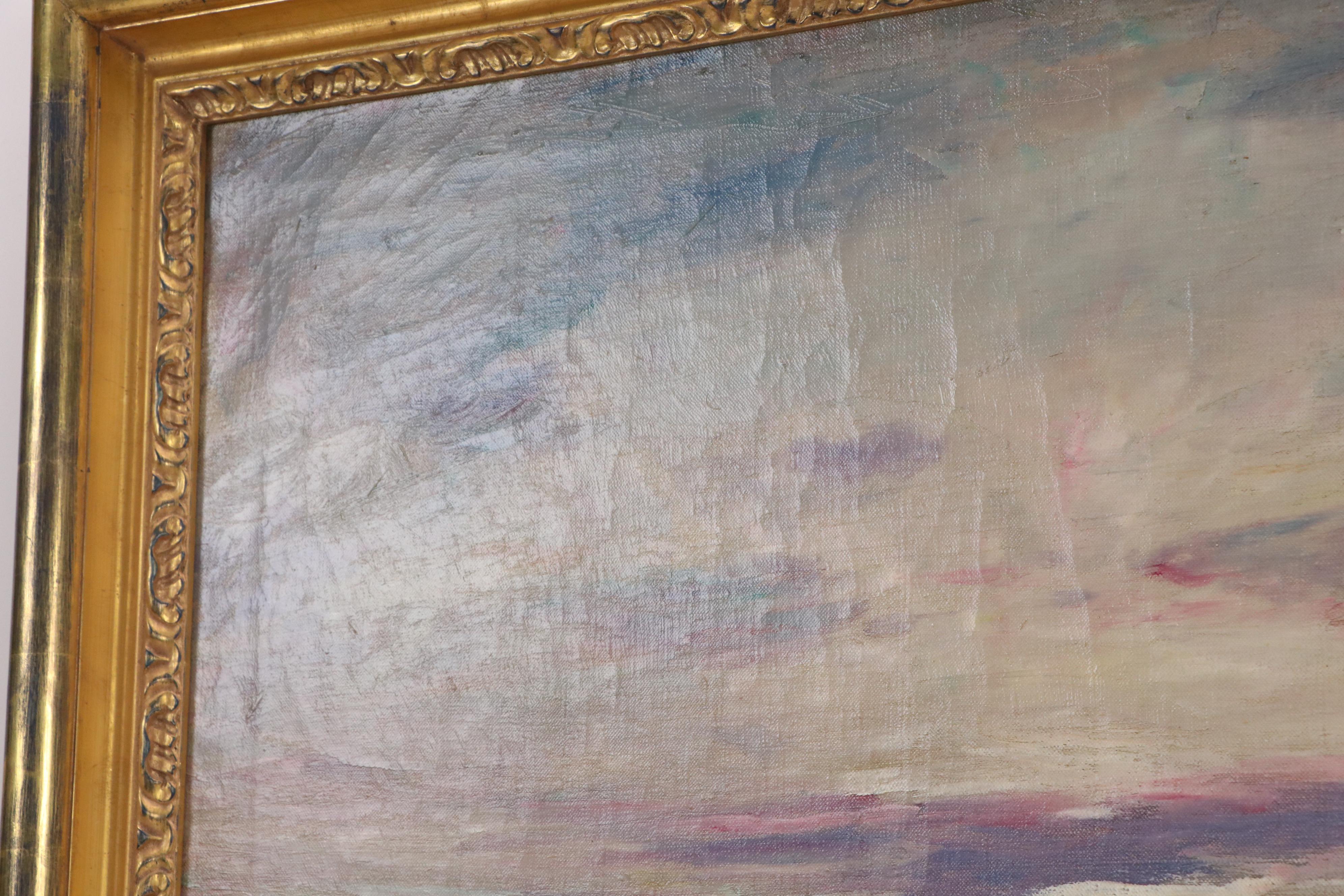 Lewis Henry Meakin Oil Painting "Sunset," Early 20th Century