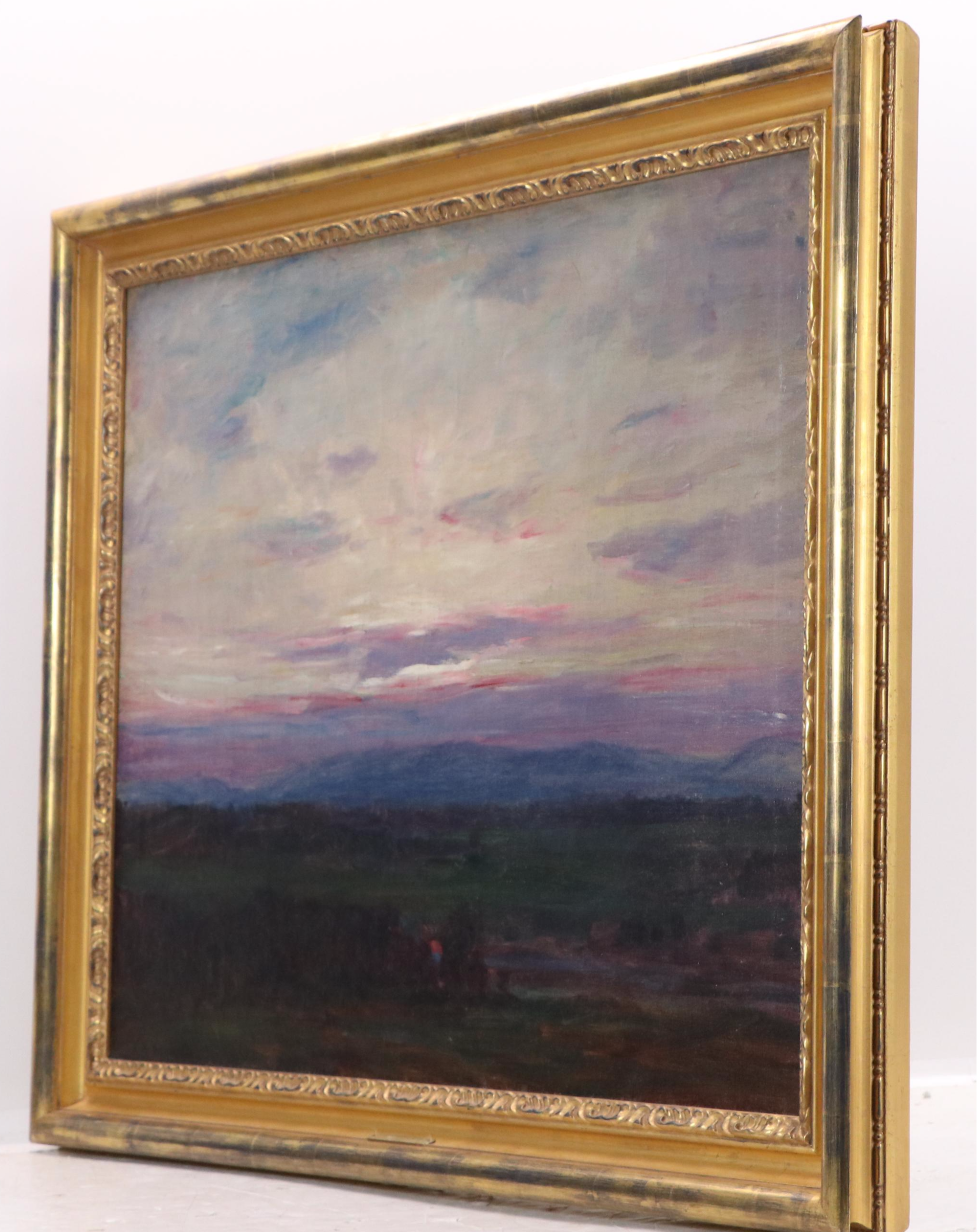 Lewis Henry Meakin Oil Painting "Sunset," Early 20th Century