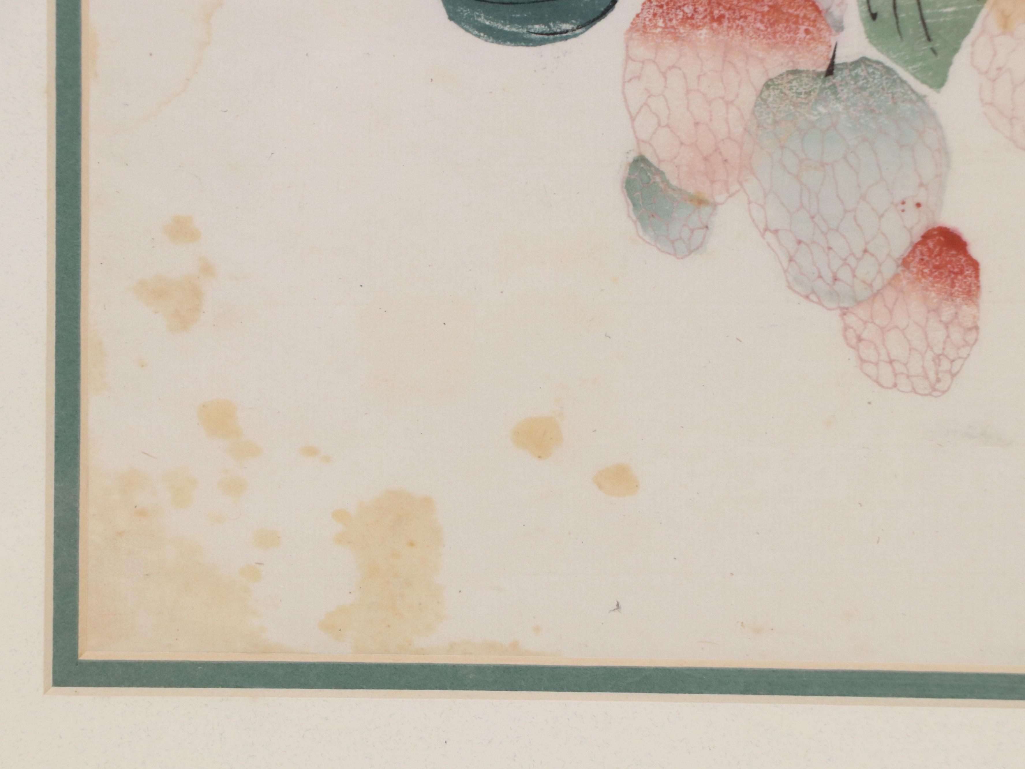 Pair of Woodblock Prints After Hu Zhengyan of Fruit and Berries