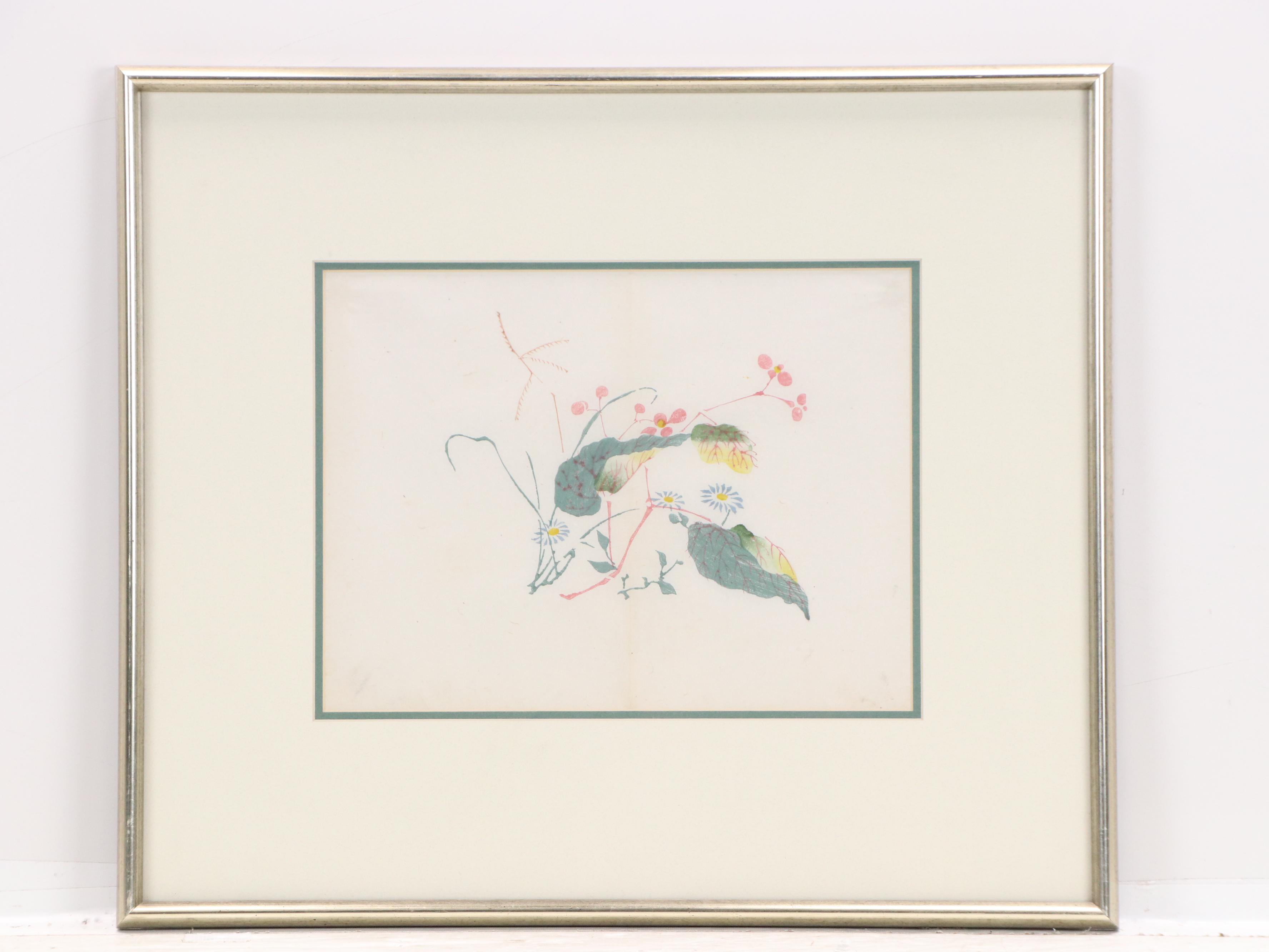 Pair of Woodblock Prints After Hu Zhengyan of Fruit and Berries