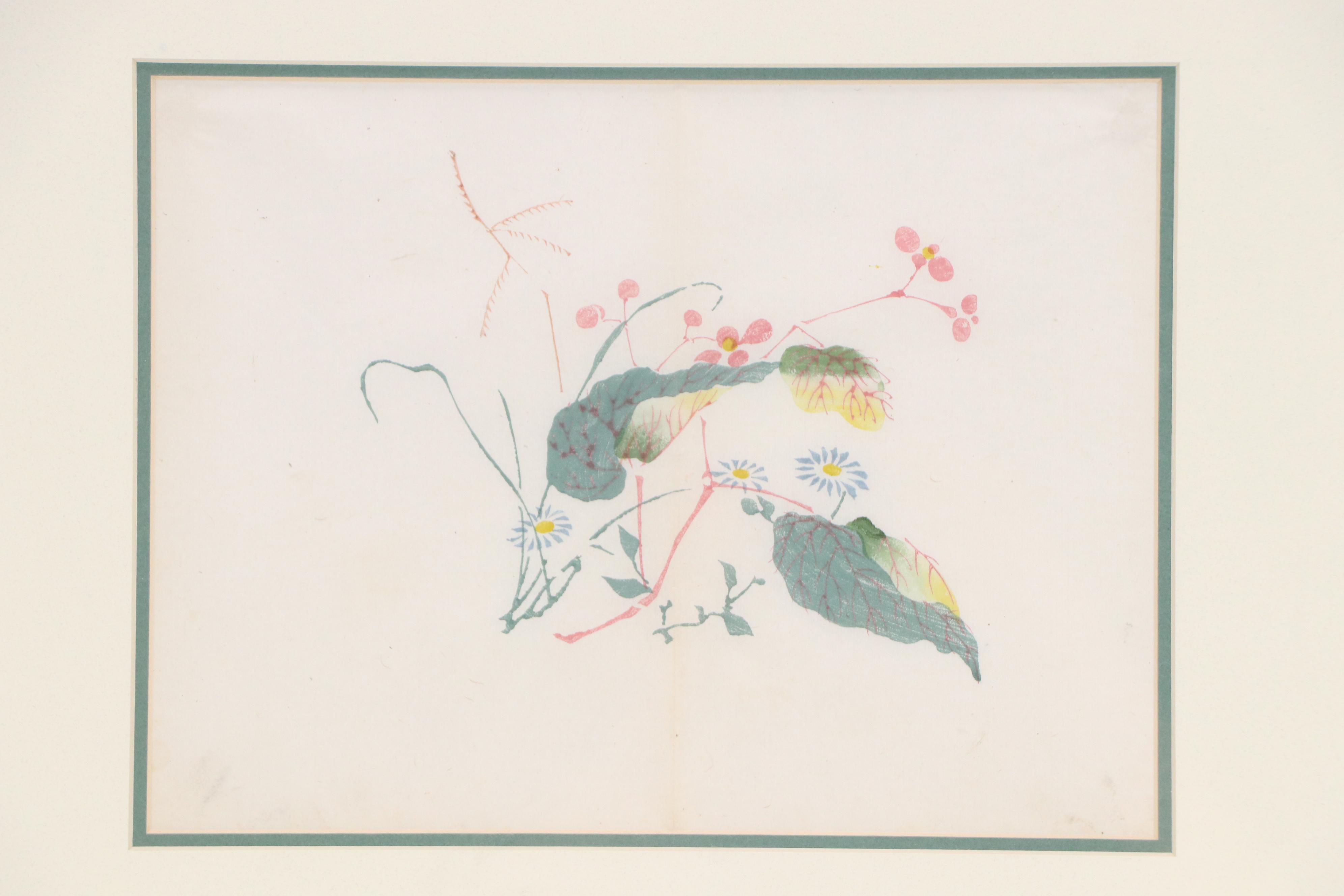 Pair of Woodblock Prints After Hu Zhengyan of Fruit and Berries