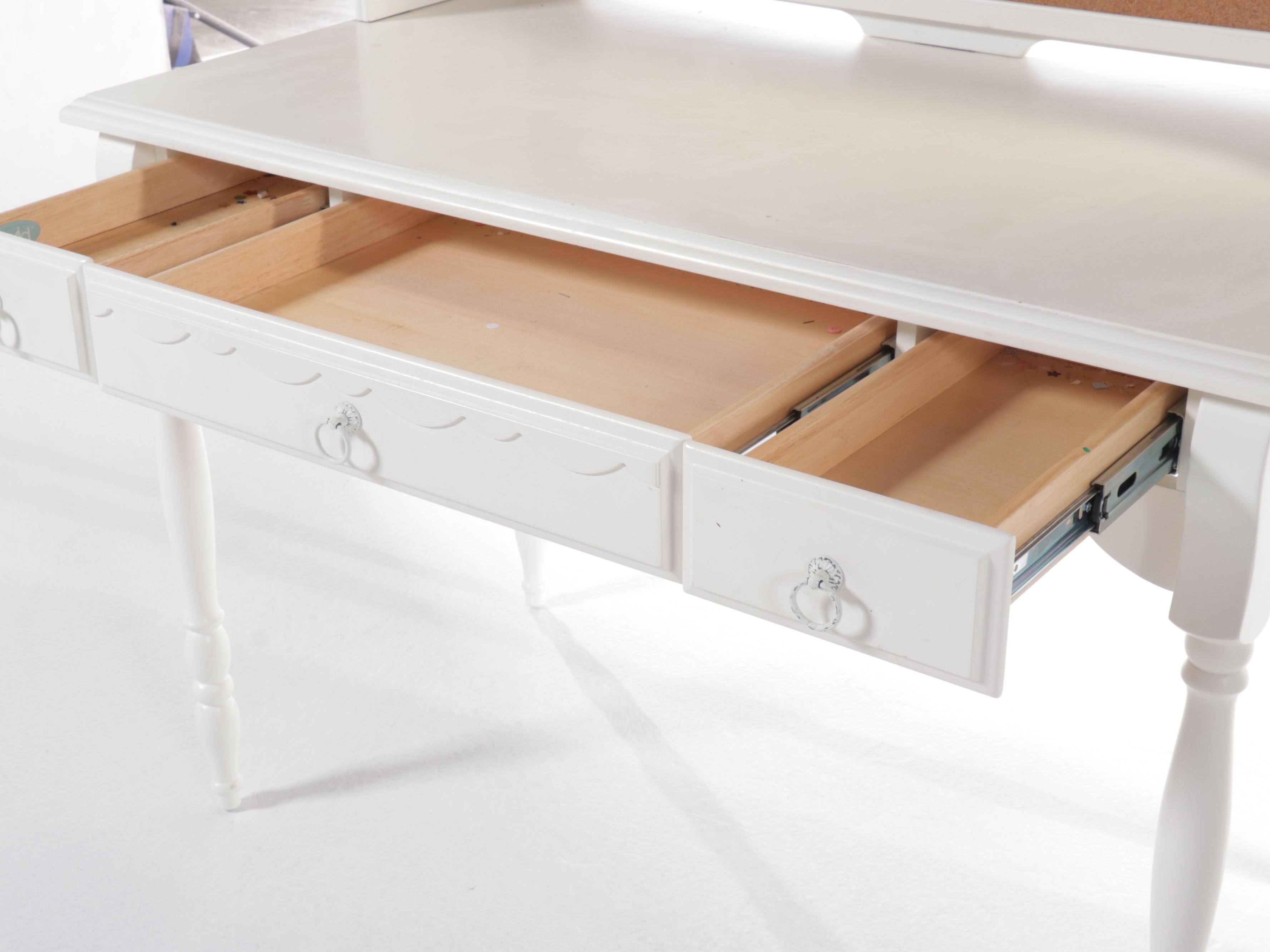 Cafe Kid White-Painted Wood Chest of Drawers, Desk, and Chair