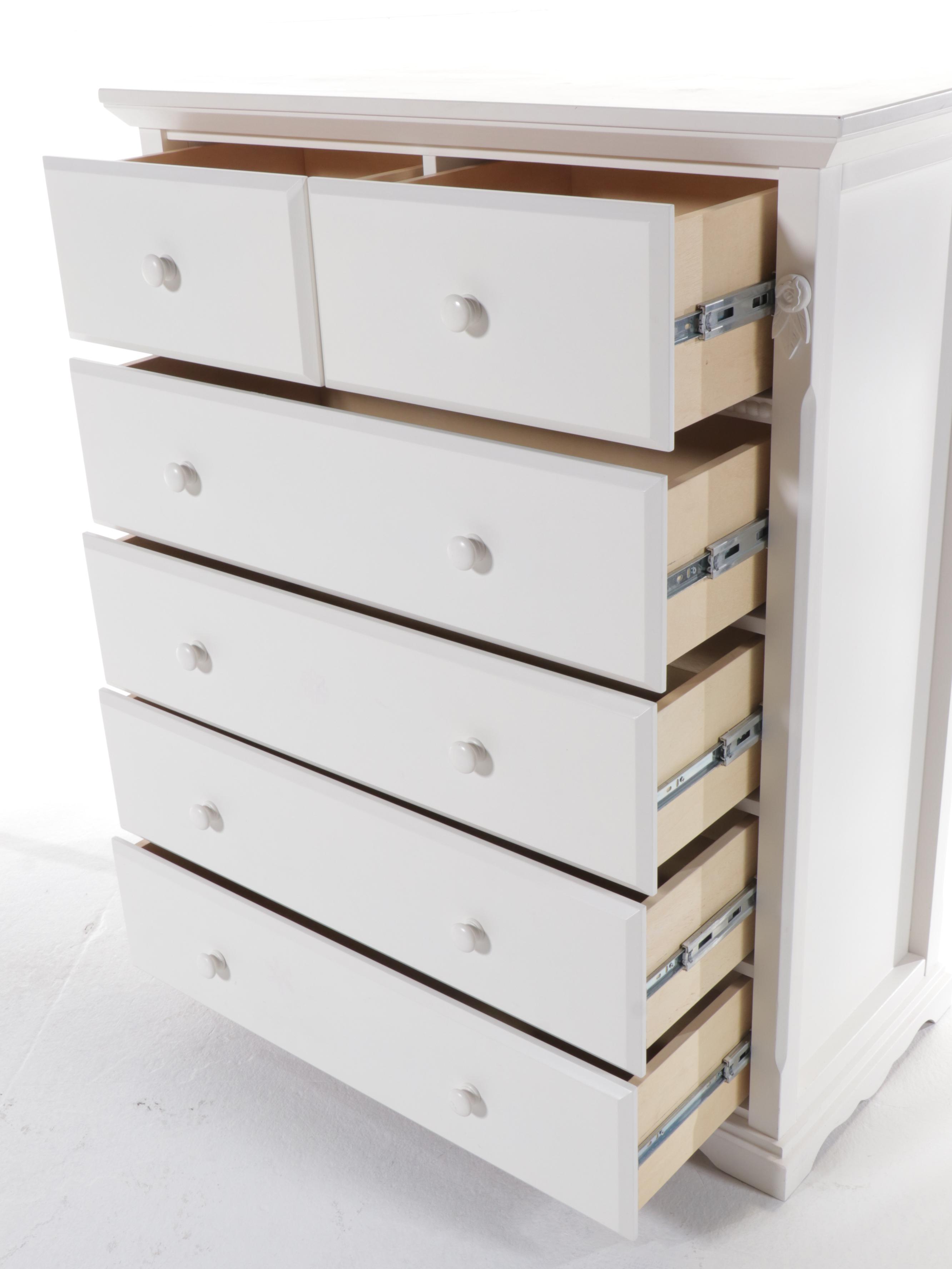 Cafe Kid White-Painted Wood Chest of Drawers, Desk, and Chair