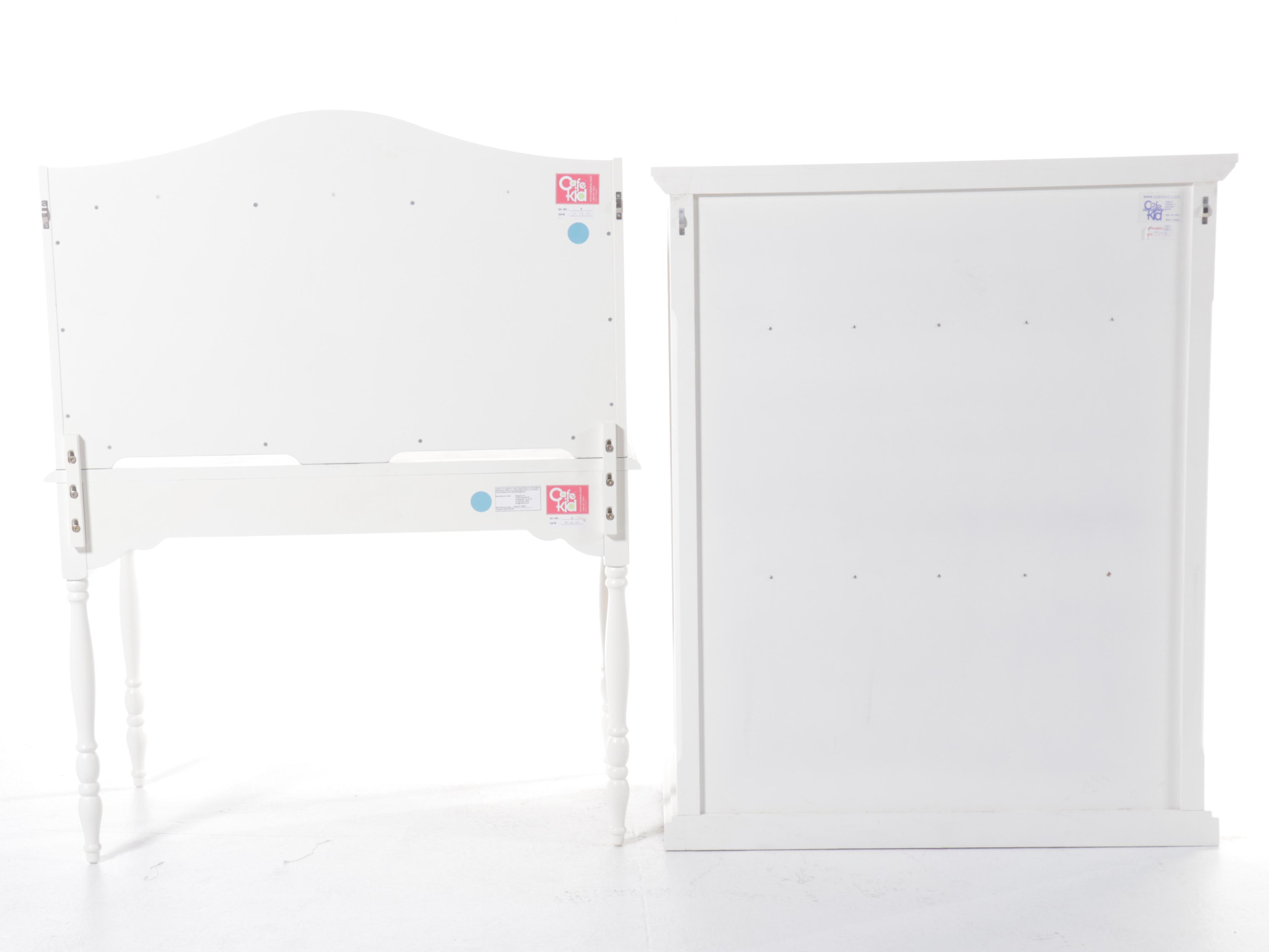 Cafe Kid White-Painted Wood Chest of Drawers, Desk, and Chair