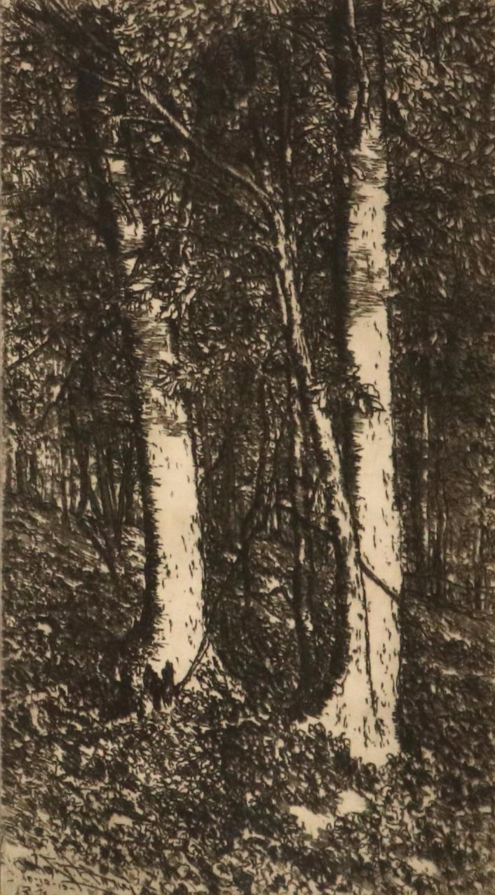 Edward Timothy Hurley Etching "Autumn Woods," 1916