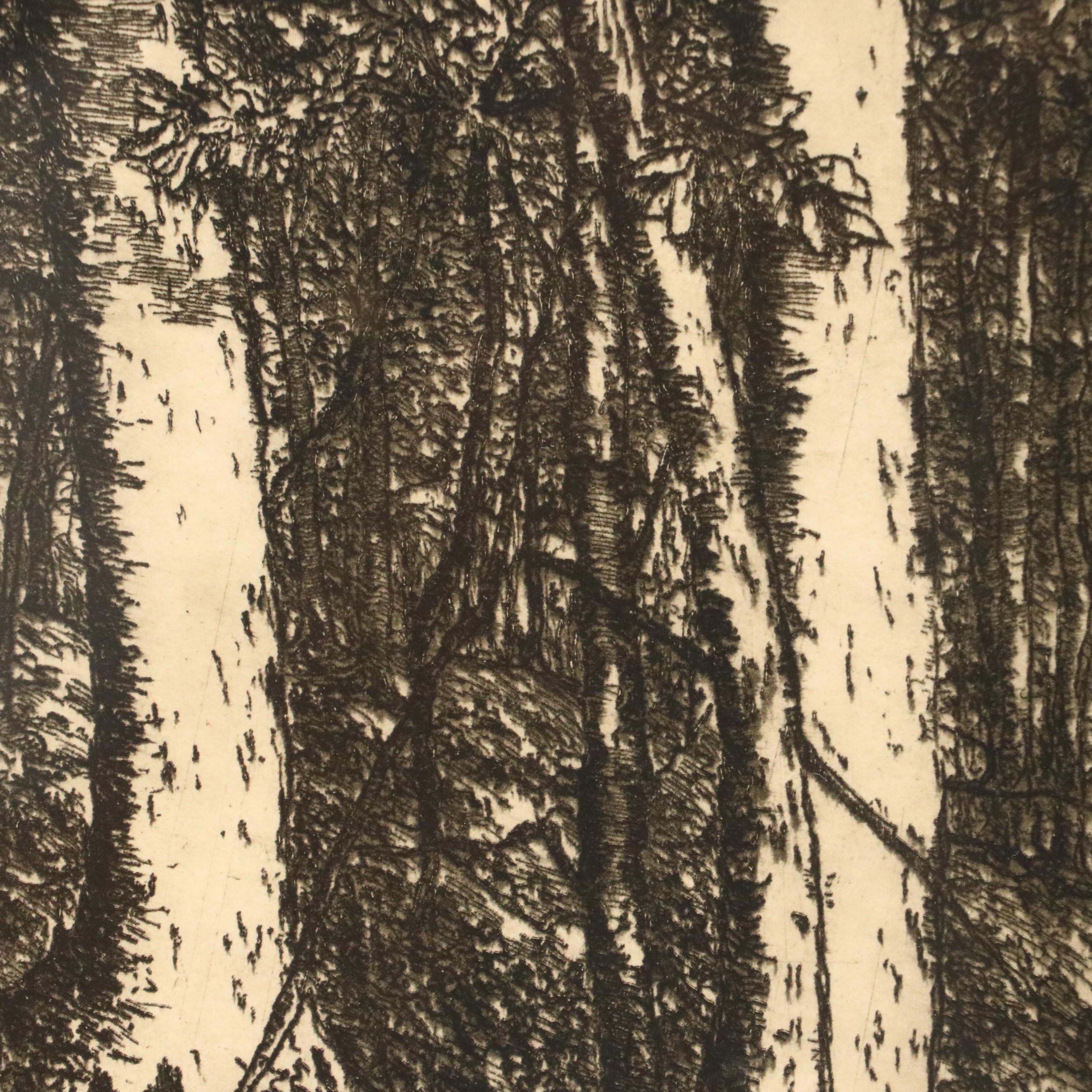 Edward Timothy Hurley Etching "Autumn Woods," 1916