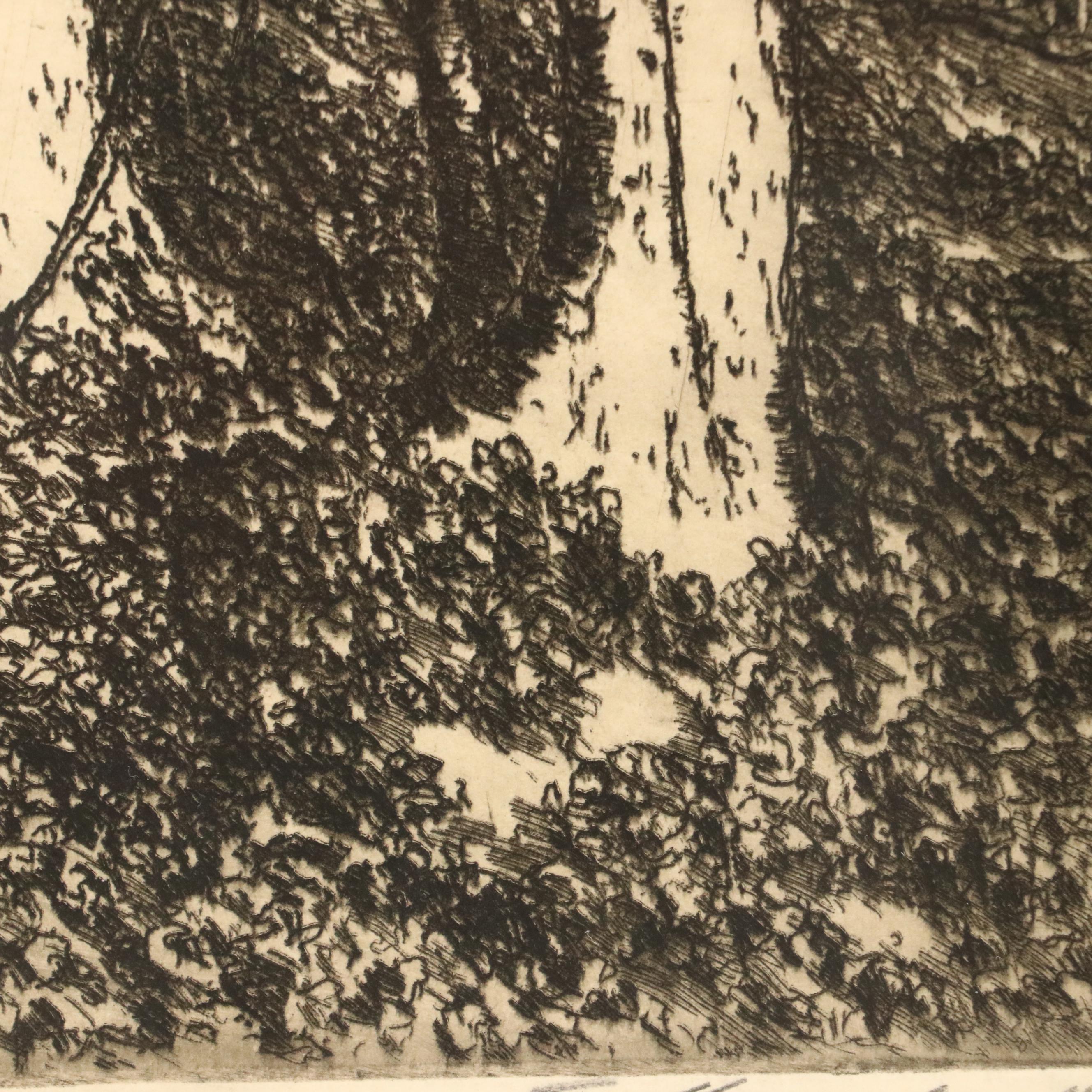 Edward Timothy Hurley Etching "Autumn Woods," 1916