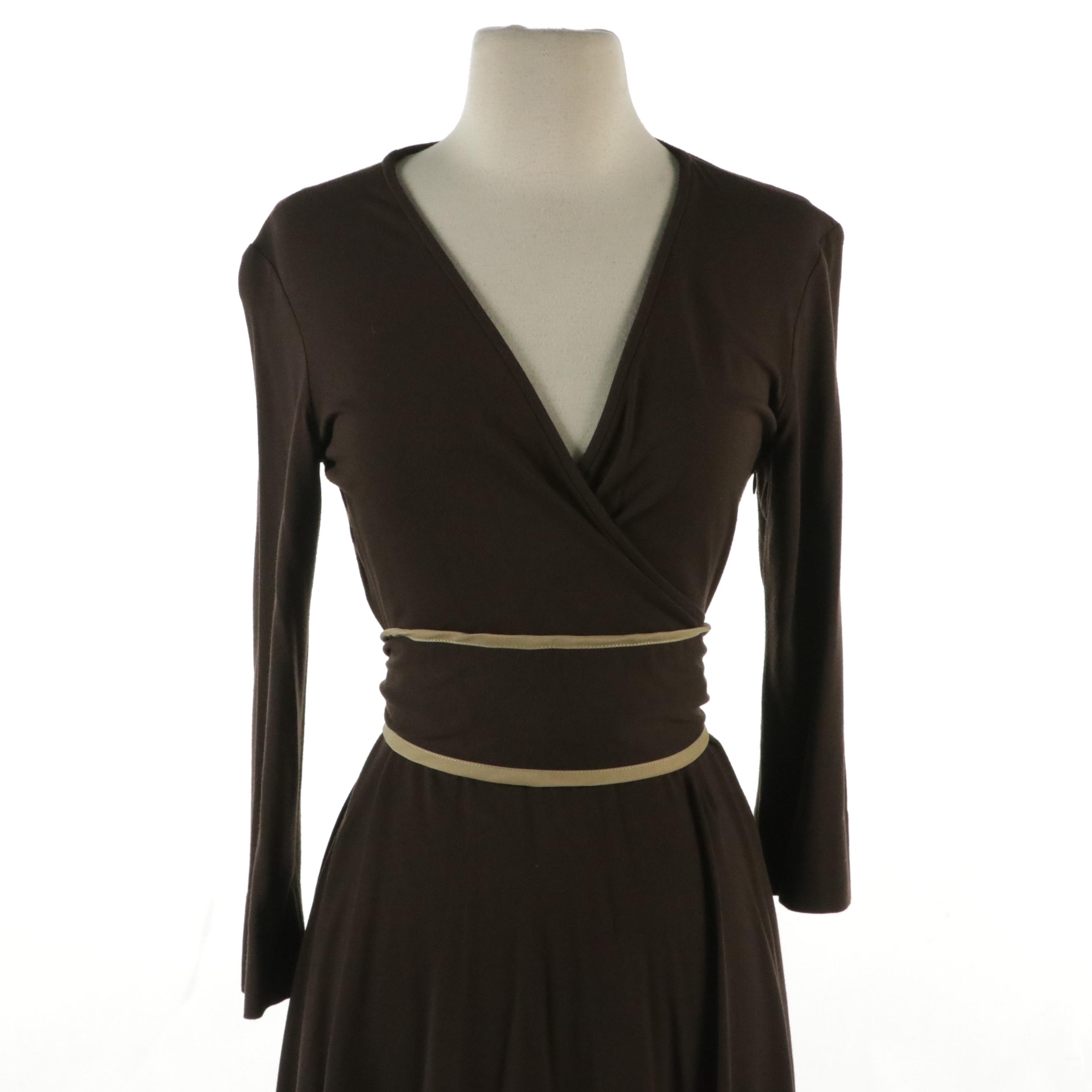 Chetta B Cheetah Print Silk Wrap Dress and V-Neck Flared Skirt Dress